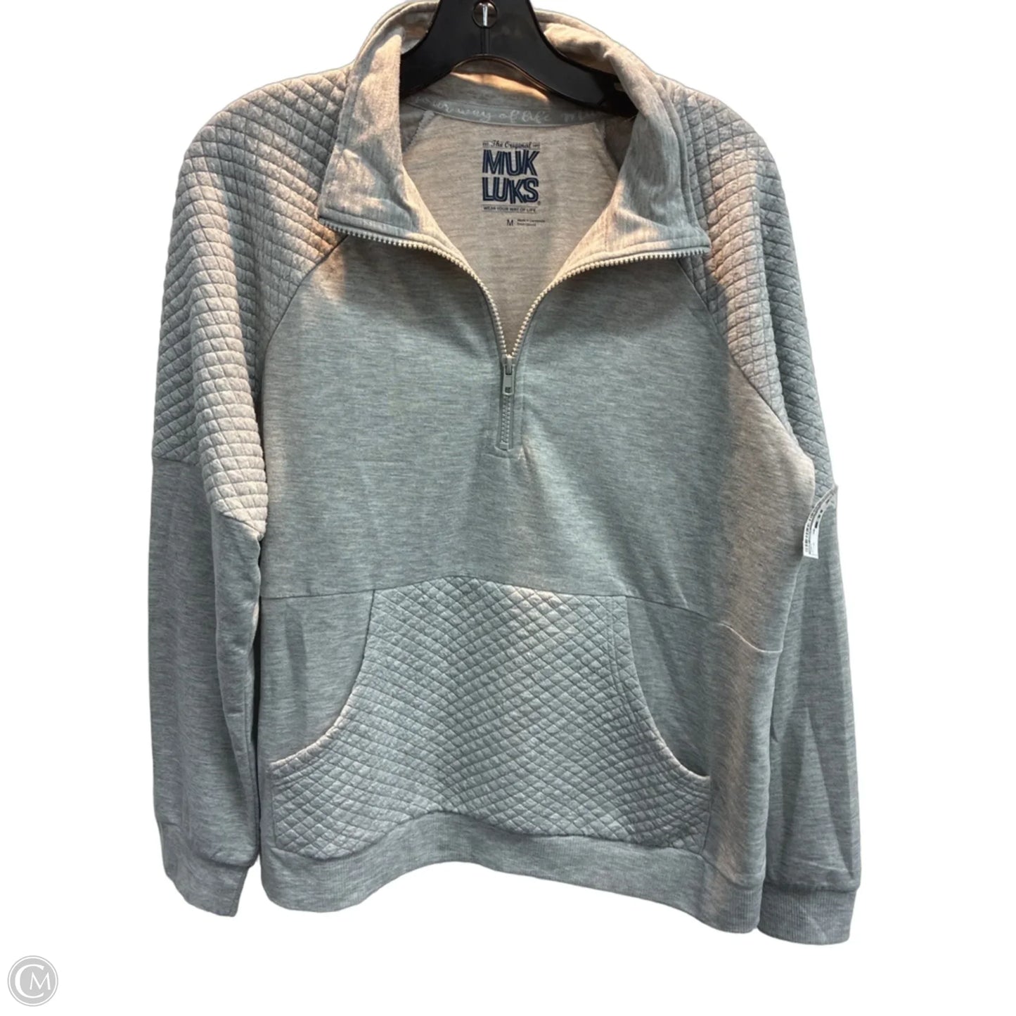 Sweatshirt Collar By Muk Luks In Grey, Size: M