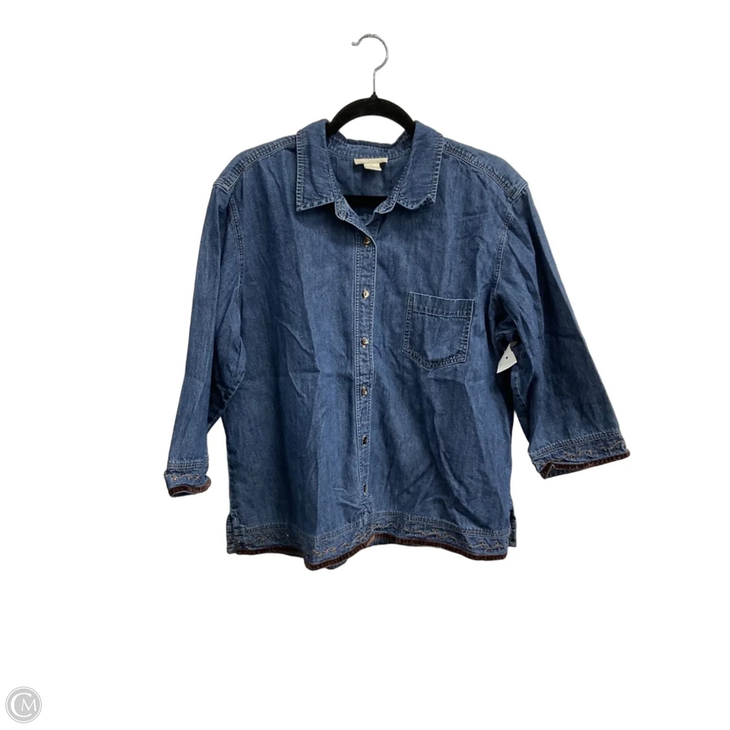 Top Long Sleeve By J. Jill In Blue Denim, Size: Xl