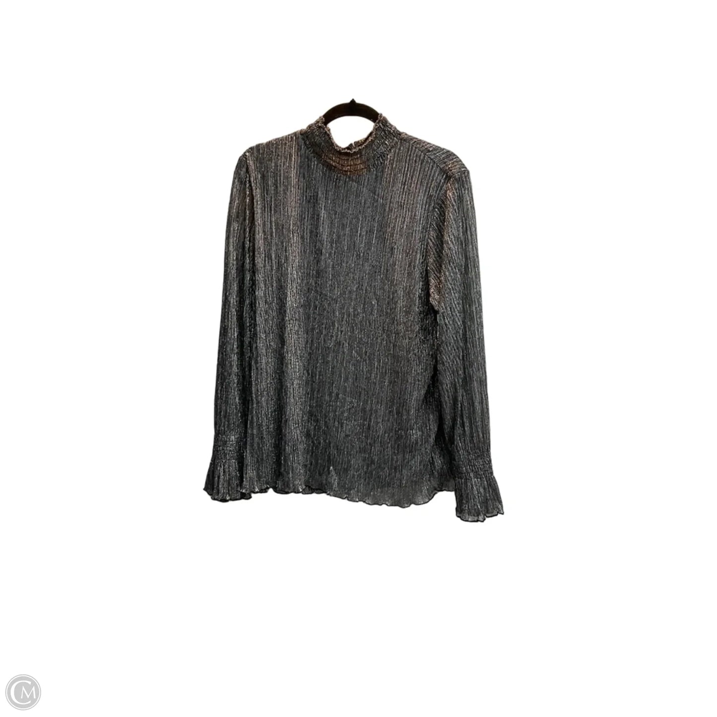 Blouse Long Sleeve By Chicos In Black & Silver, Size: Xxl
