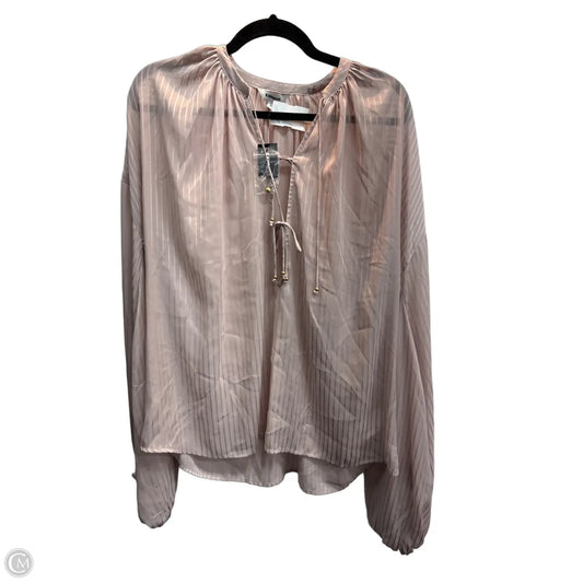 Blouse Long Sleeve By Express In Pink, Size: L