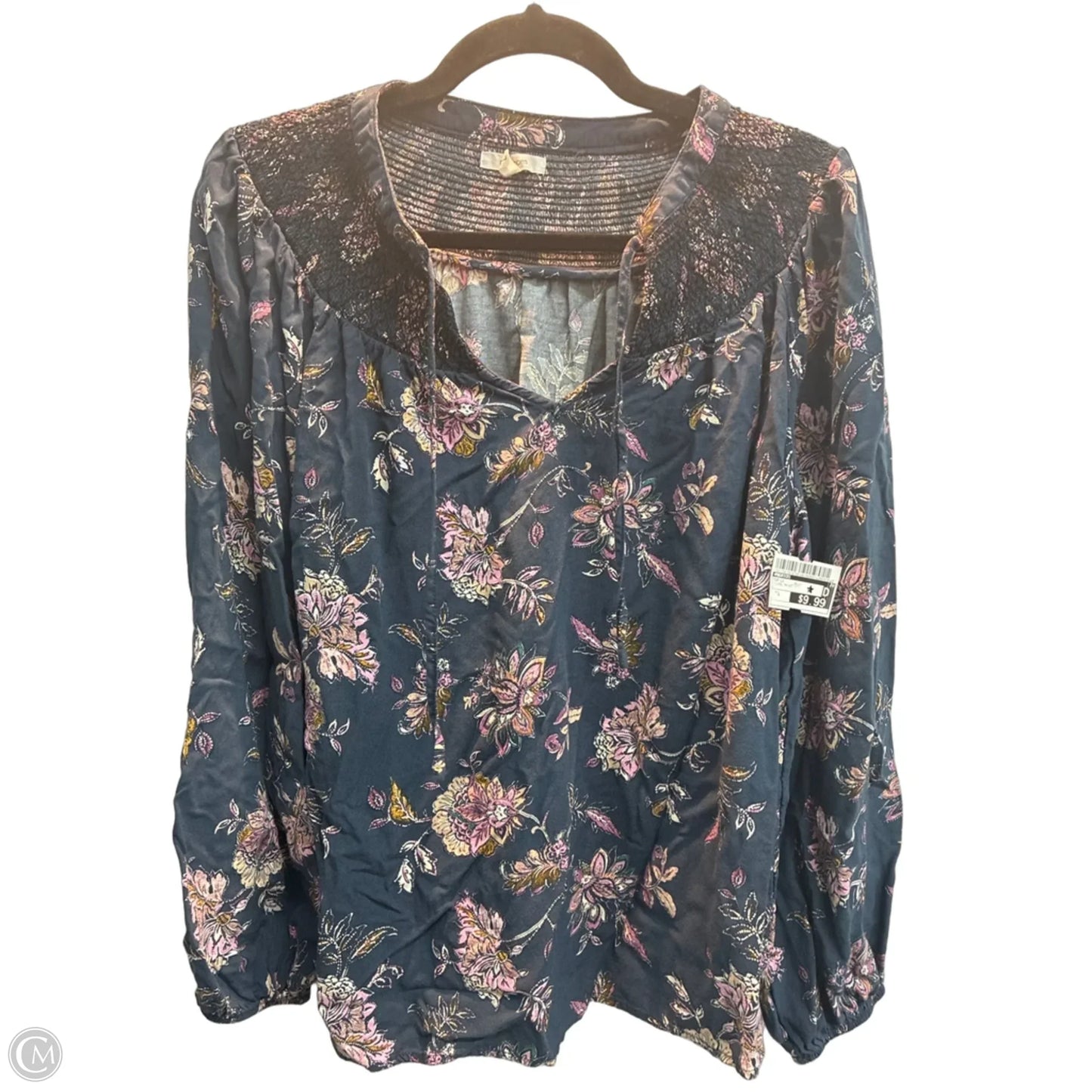 Top Long Sleeve By Maurices In Floral Print, Size: L