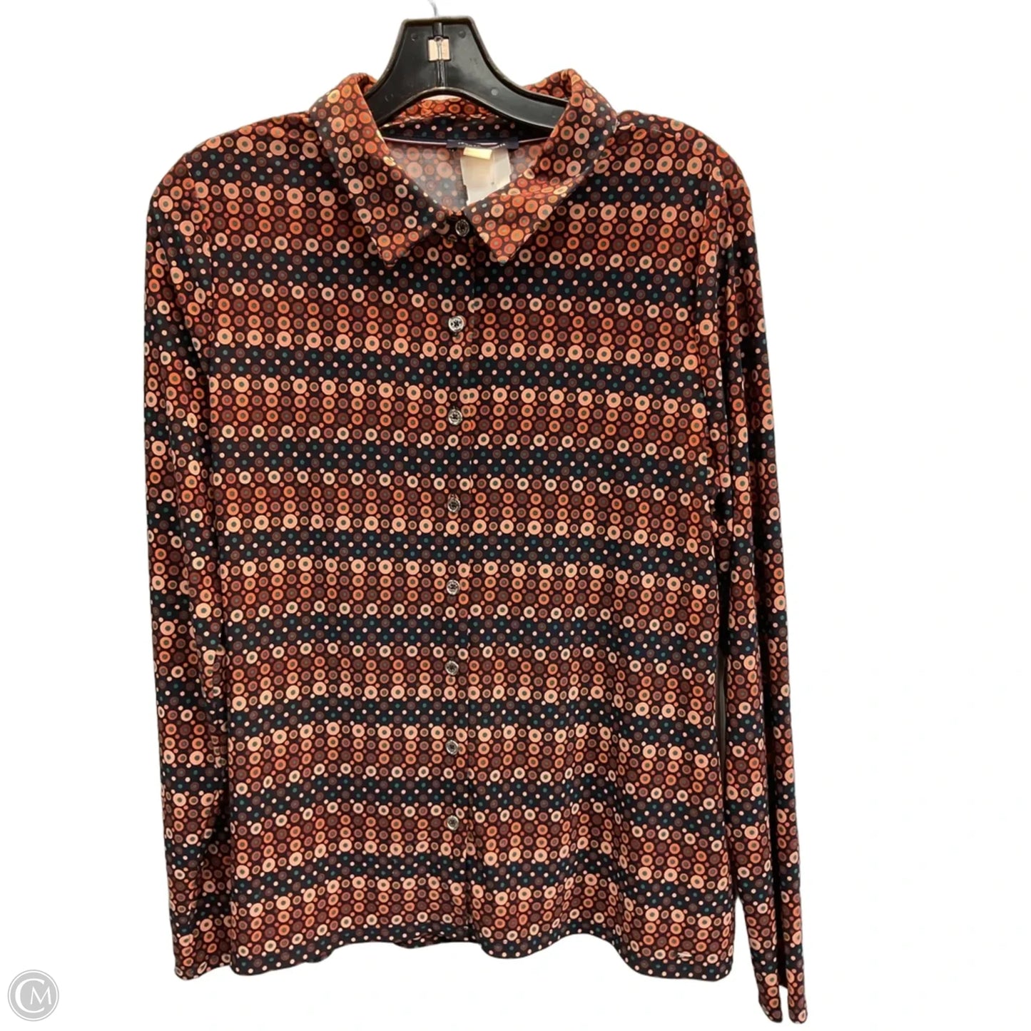 Top Long Sleeve By Tommy Hilfiger In Geometric Pattern, Size: L