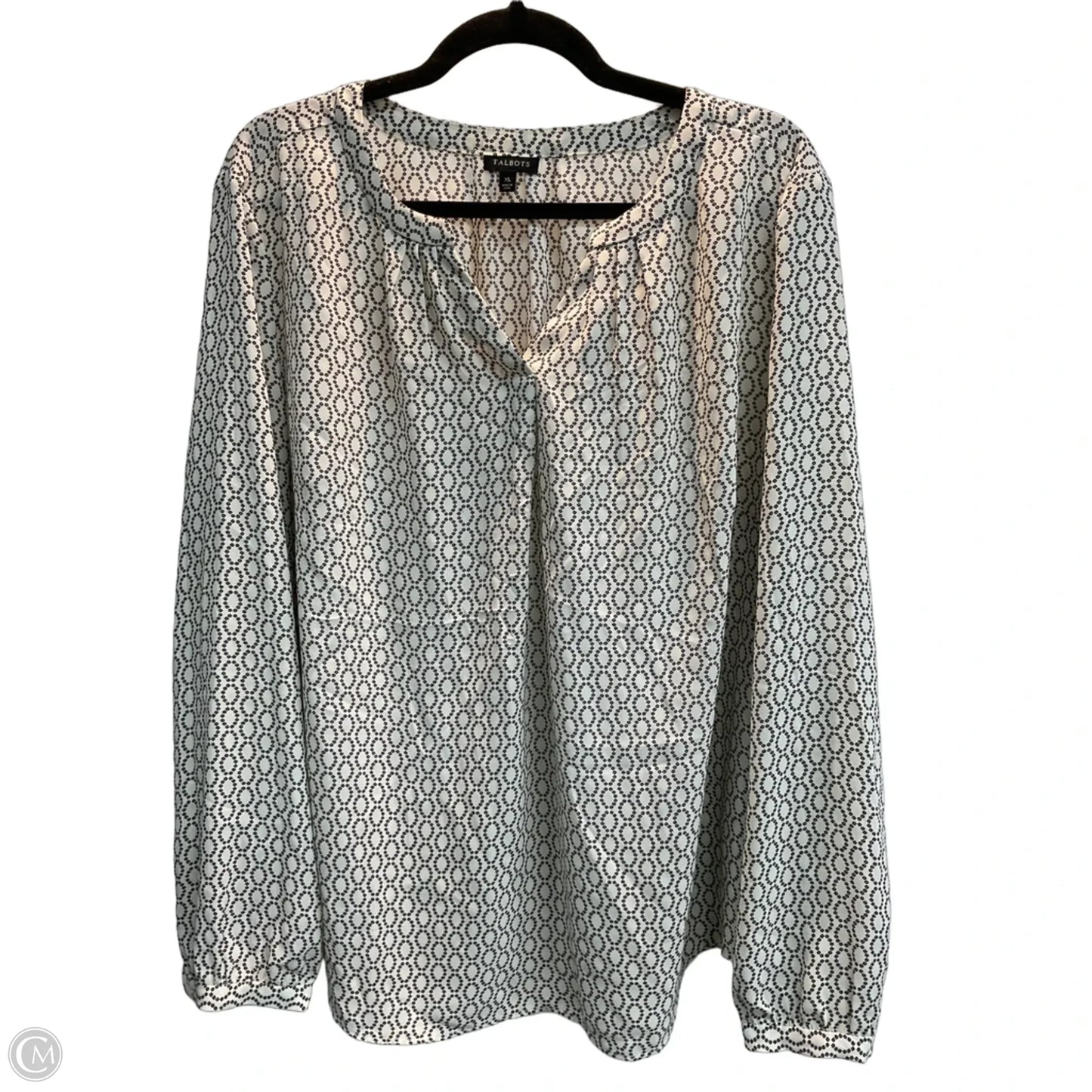 Blouse Long Sleeve By Talbots In Black & Cream, Size: Xl