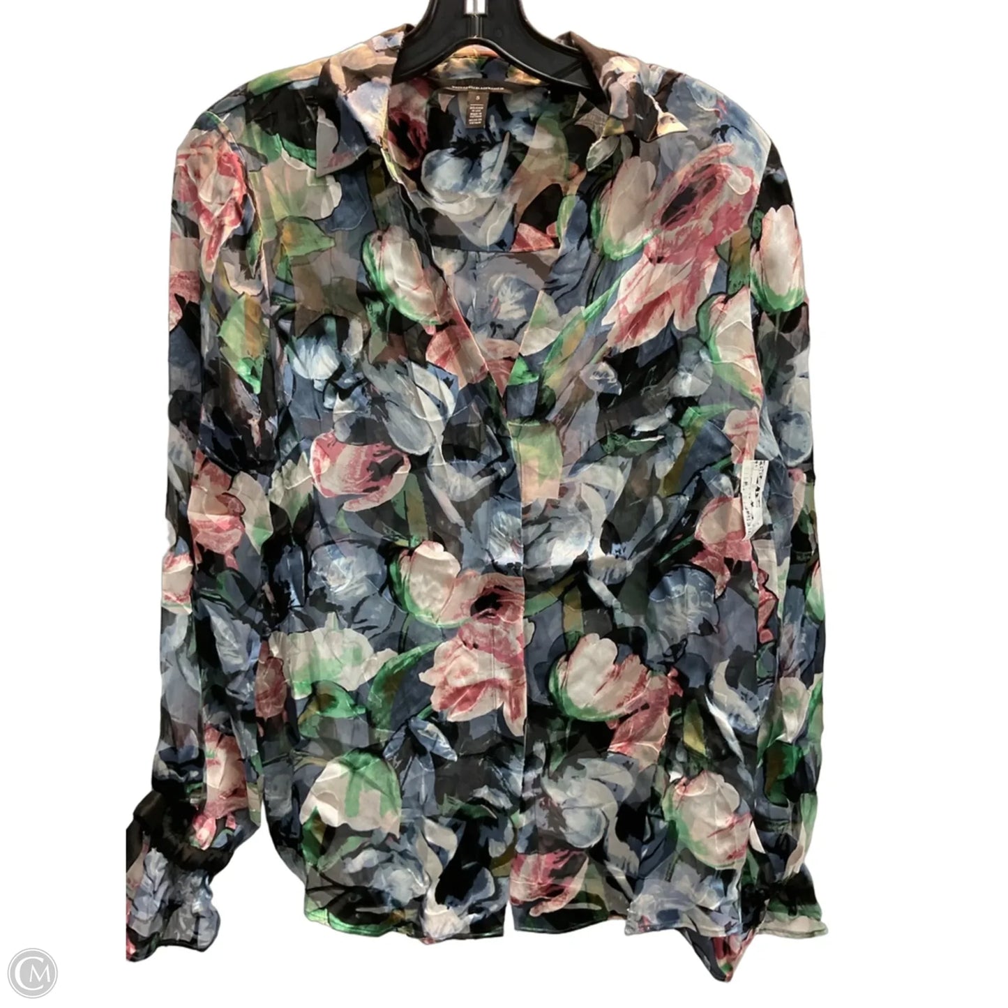 Blouse Long Sleeve By White House Black Market In Floral Print, Size: S