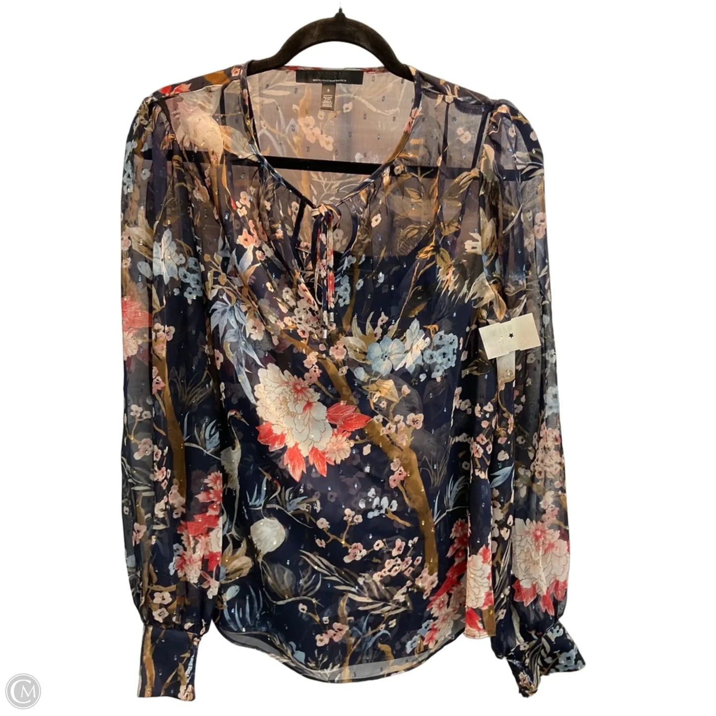 Blouse Long Sleeve By White House Black Market In Floral Print, Size: S