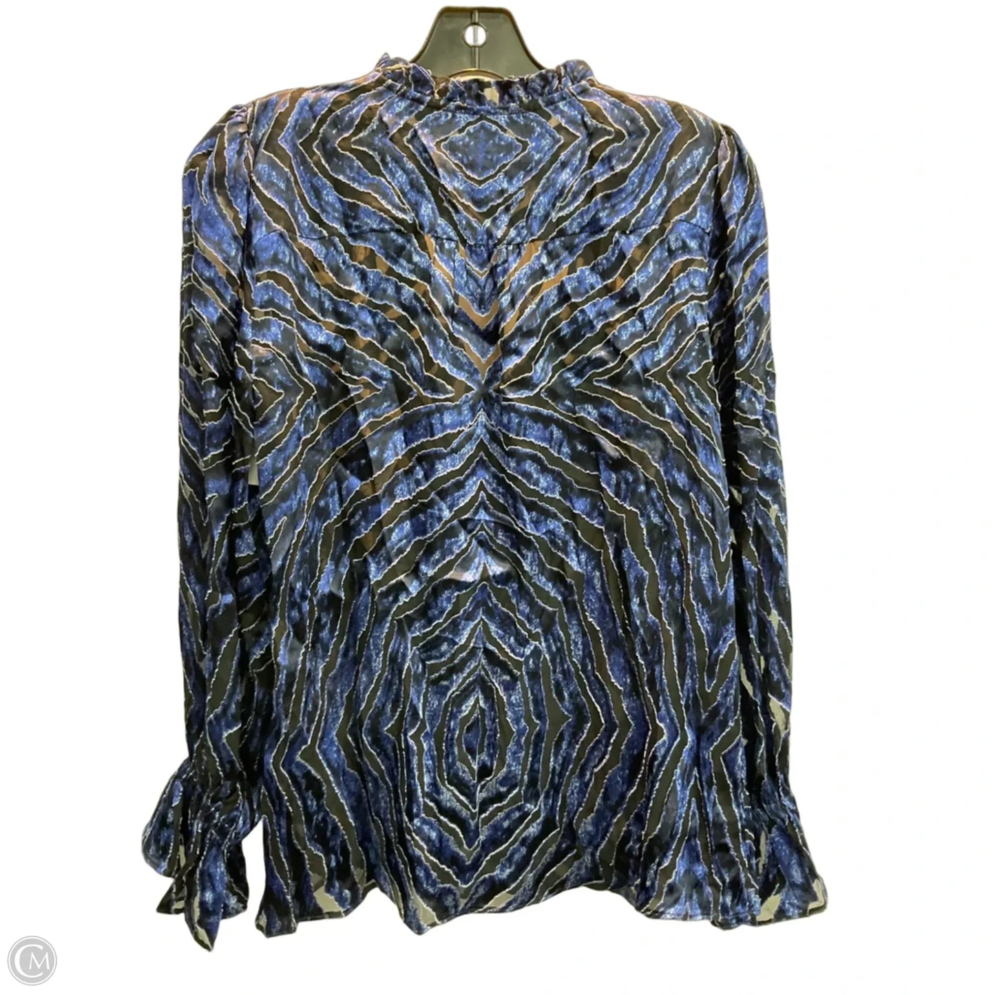 Blouse Long Sleeve By White House Black Market In Black & Blue, Size: S