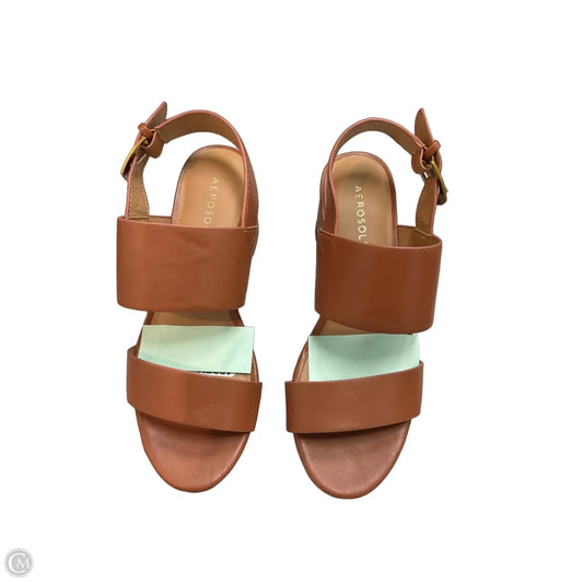 Sandals Heels Block By Aerosoles In Tan, Size: 6