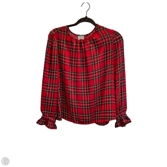 Blouse Long Sleeve By J. Crew In Plaid Pattern, Size: S