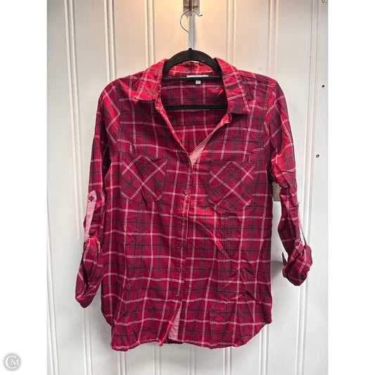 Top Long Sleeve By Skies Are Blue In Plaid Pattern, Size: L