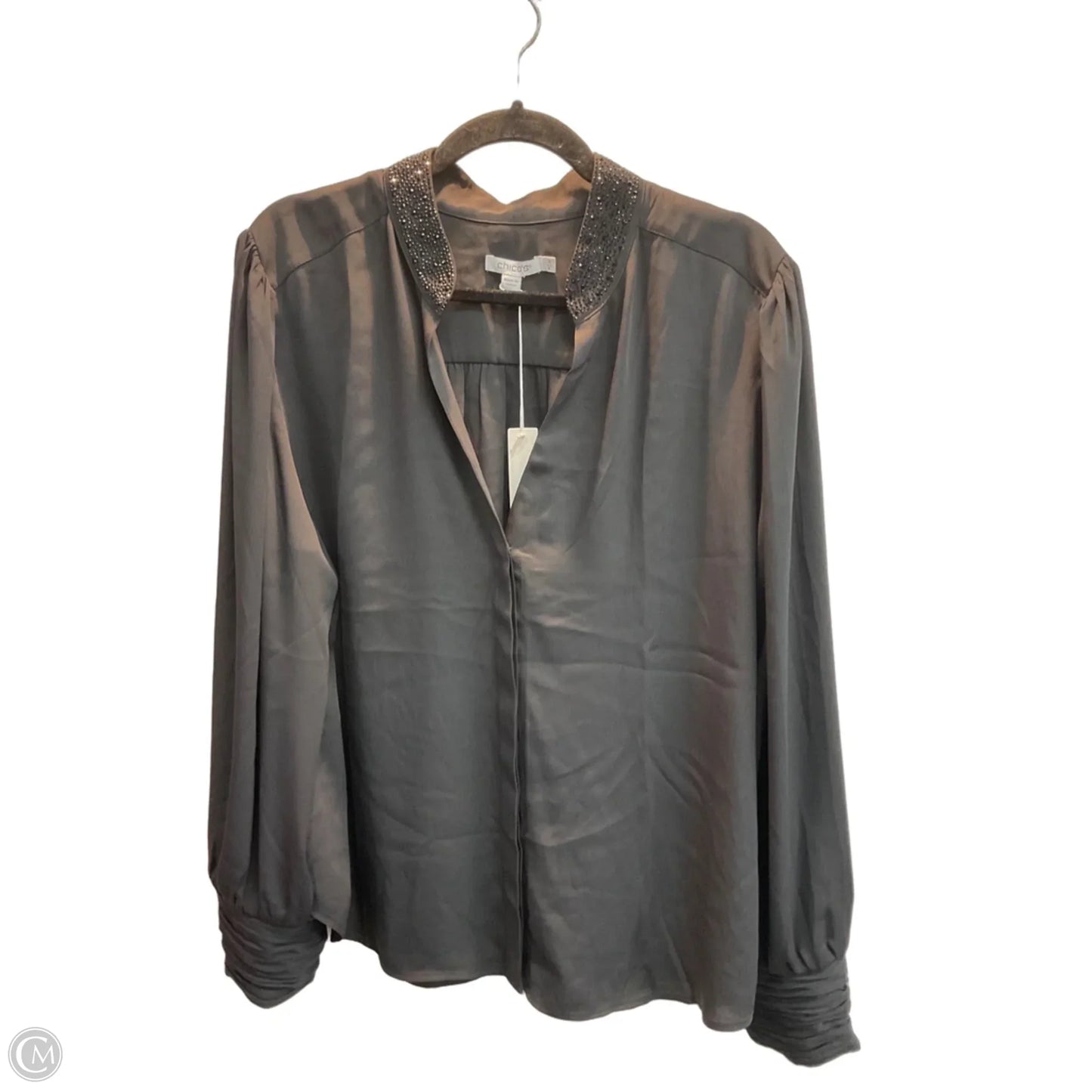 Blouse Long Sleeve By Chicos In Black, Size: Xl