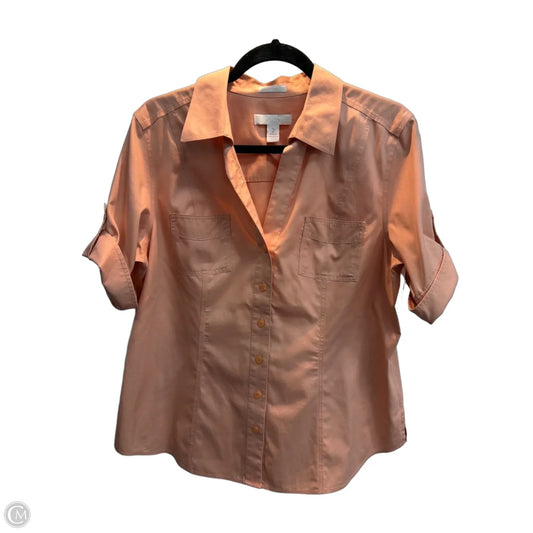 Top Short Sleeve By Chicos In Peach, Size: L