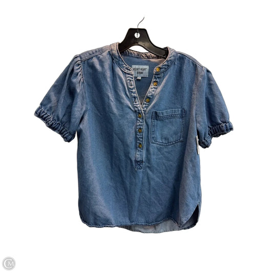 Blouse Short Sleeve By Velvet Heart In Blue Denim, Size: M