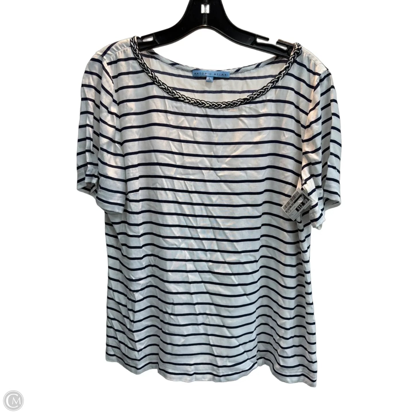 Top Short Sleeve By Antonio Melani In Striped Pattern, Size: L