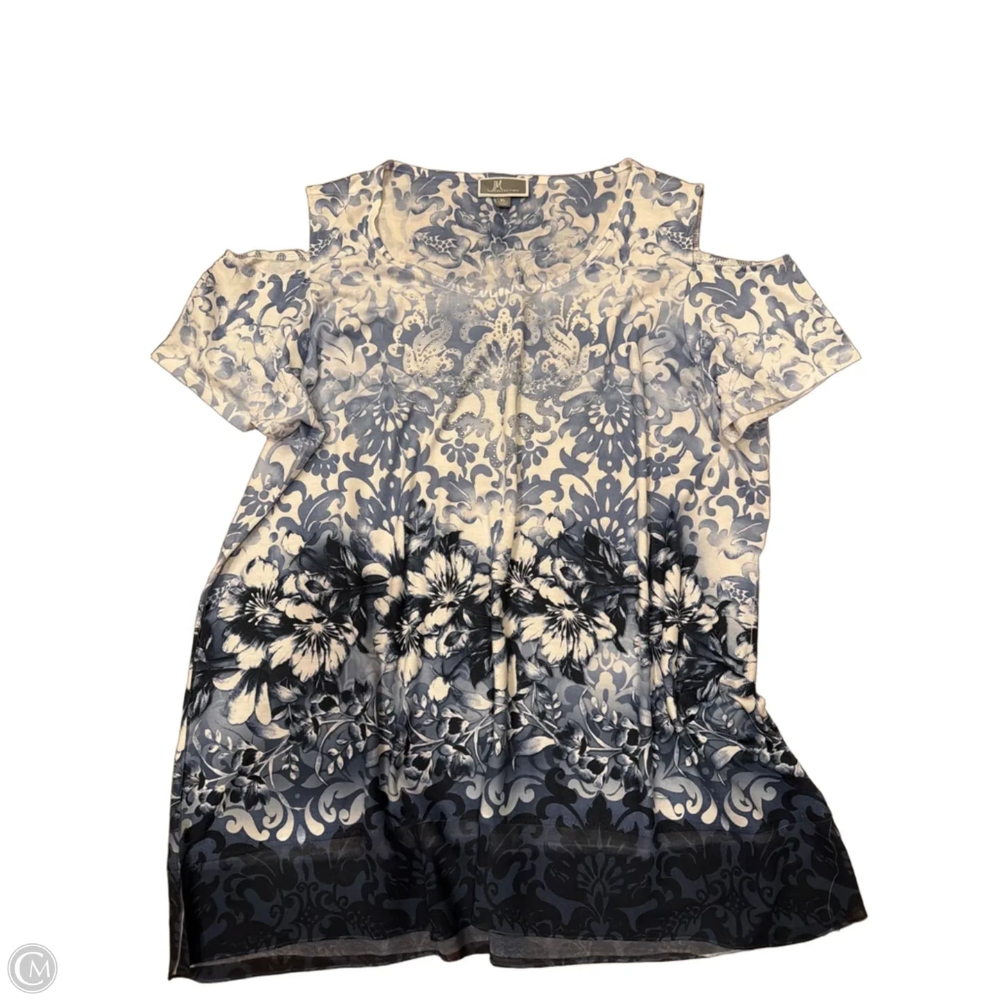 Top Short Sleeve By Jm Collections In Blue, Size: Xl