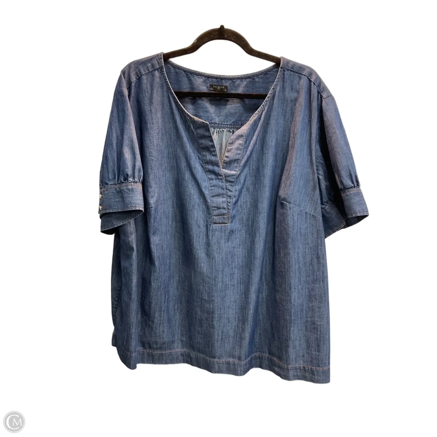 Top Short Sleeve By Talbots In Blue Denim, Size: 2x