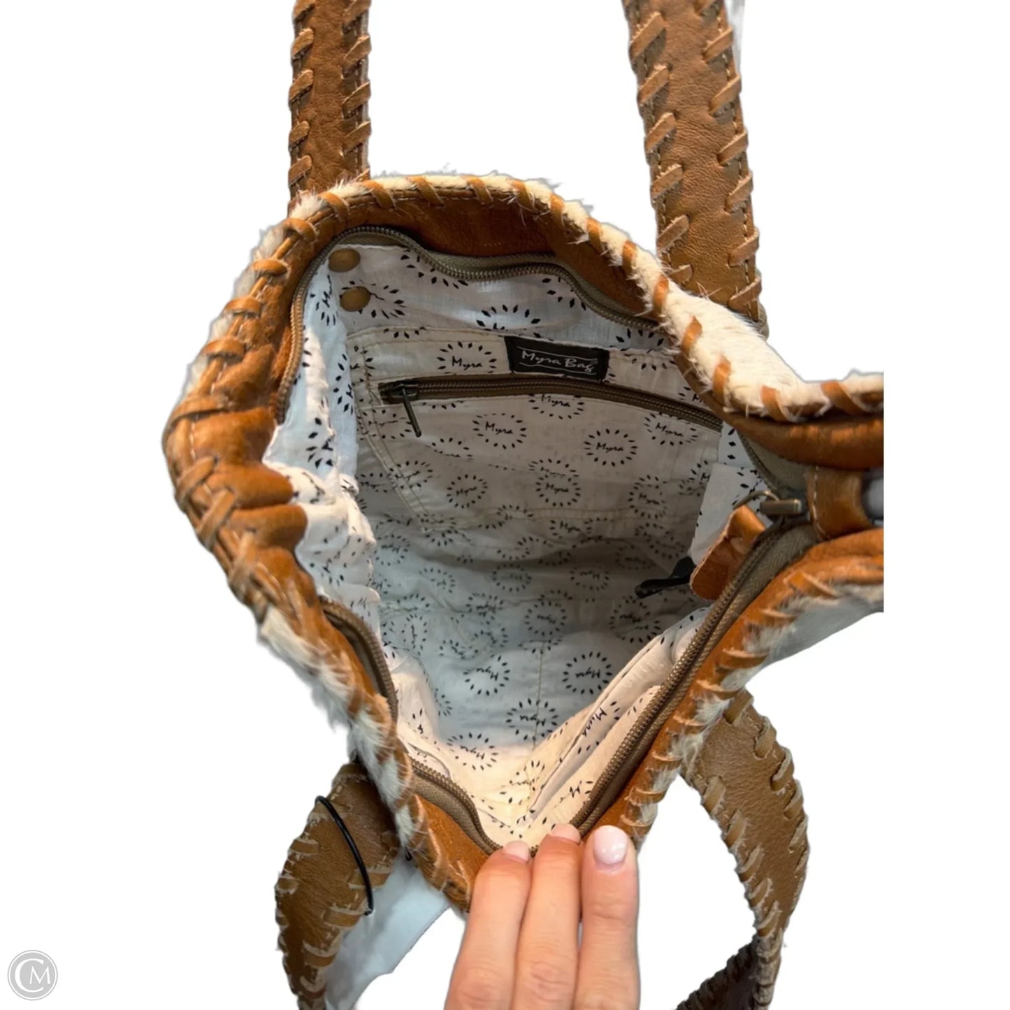 Handbag Leather By Myra, Size: Medium