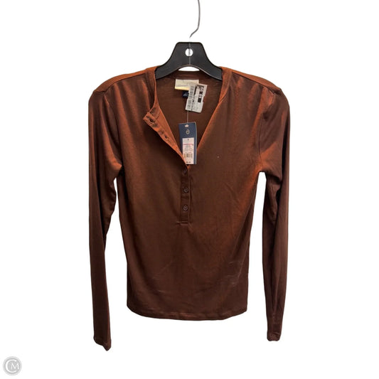 Top Long Sleeve Basic By Universal Thread In Brown, Size: S