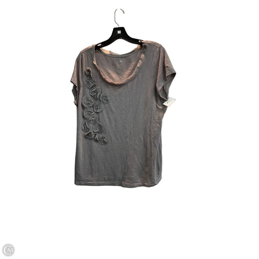 Top Short Sleeve By Loft In Grey, Size: Xl