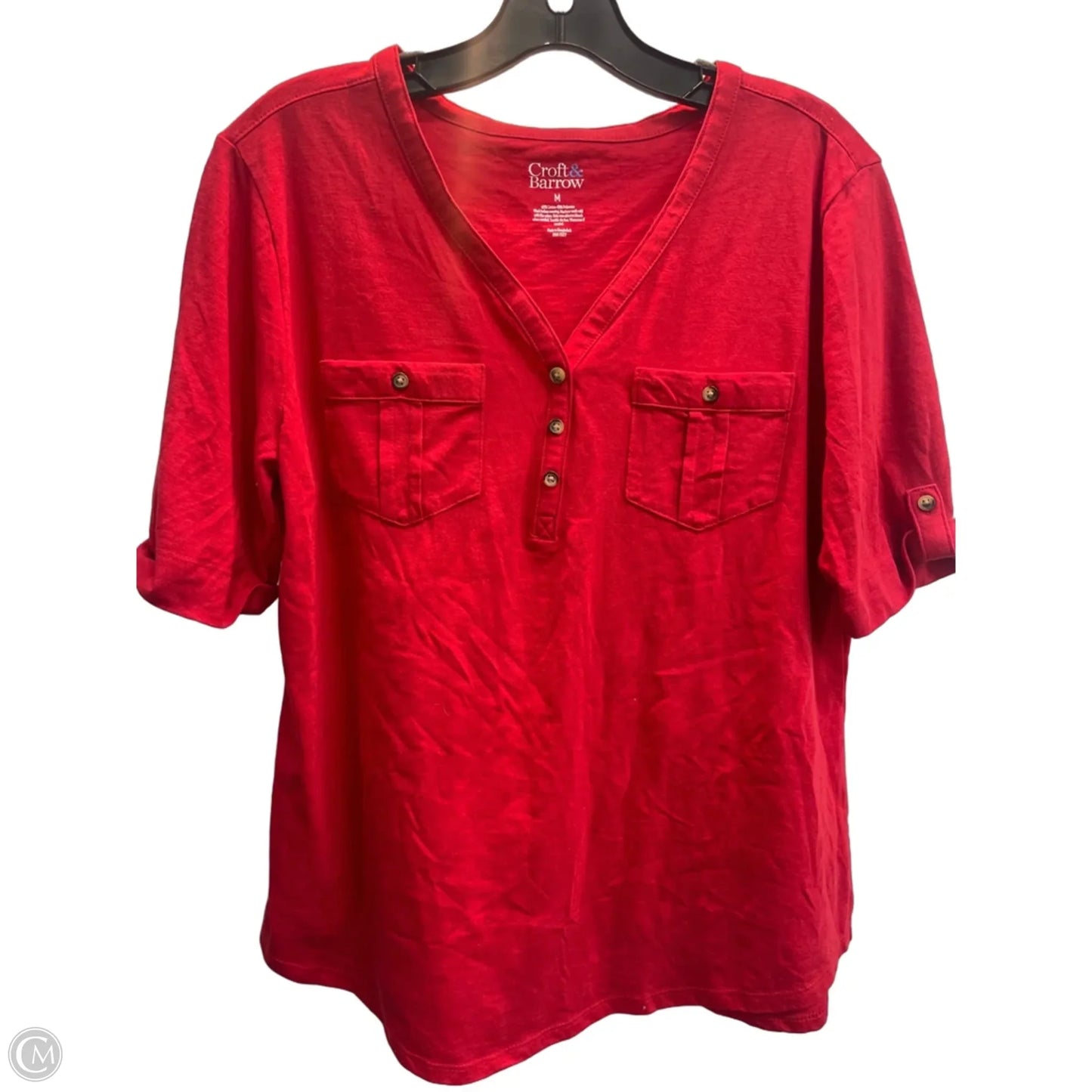 Top Short Sleeve By Croft And Barrow In Red, Size: M