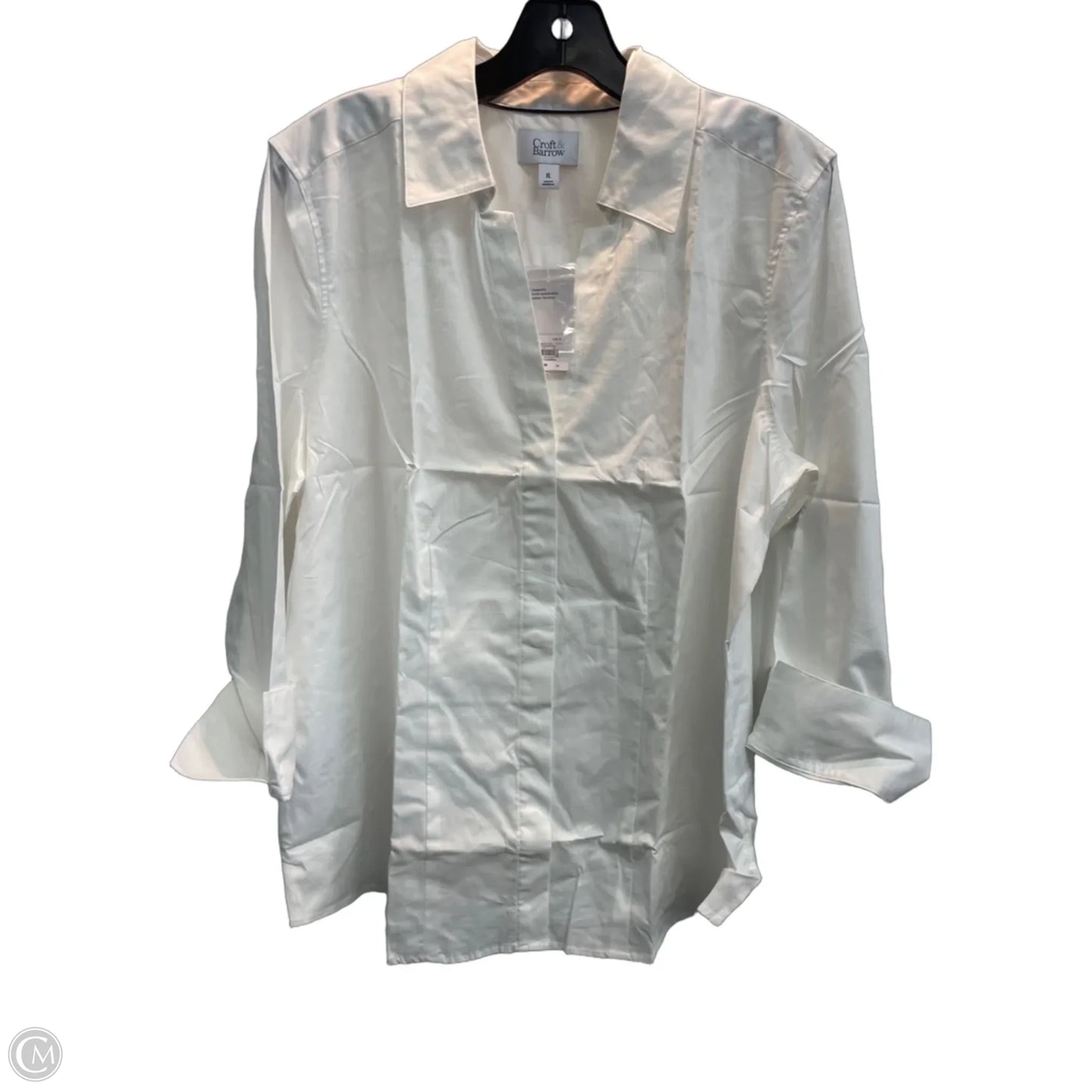 Top Long Sleeve By Croft And Barrow In White, Size: Xl
