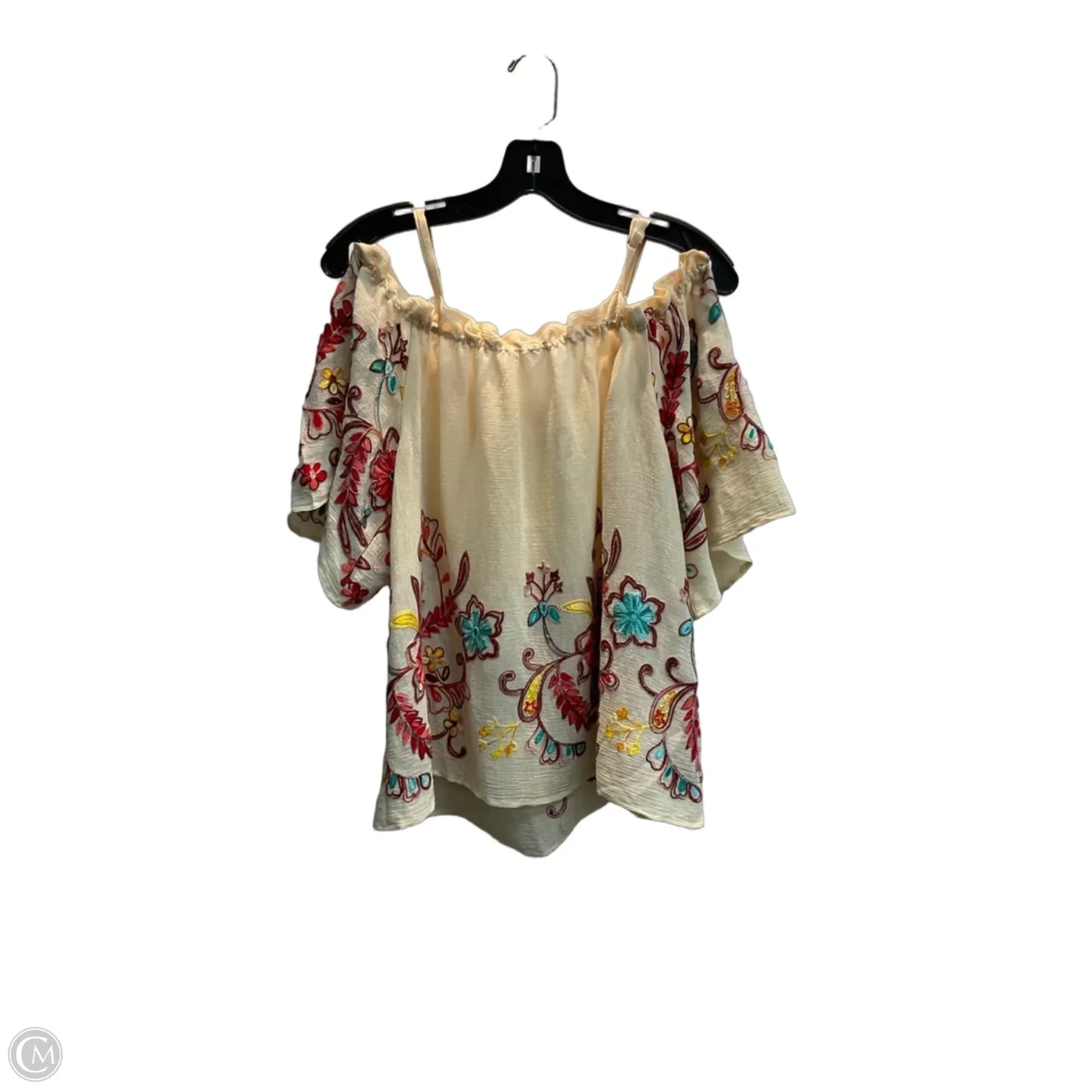 Top Short Sleeve By Cato In Cream, Size: L