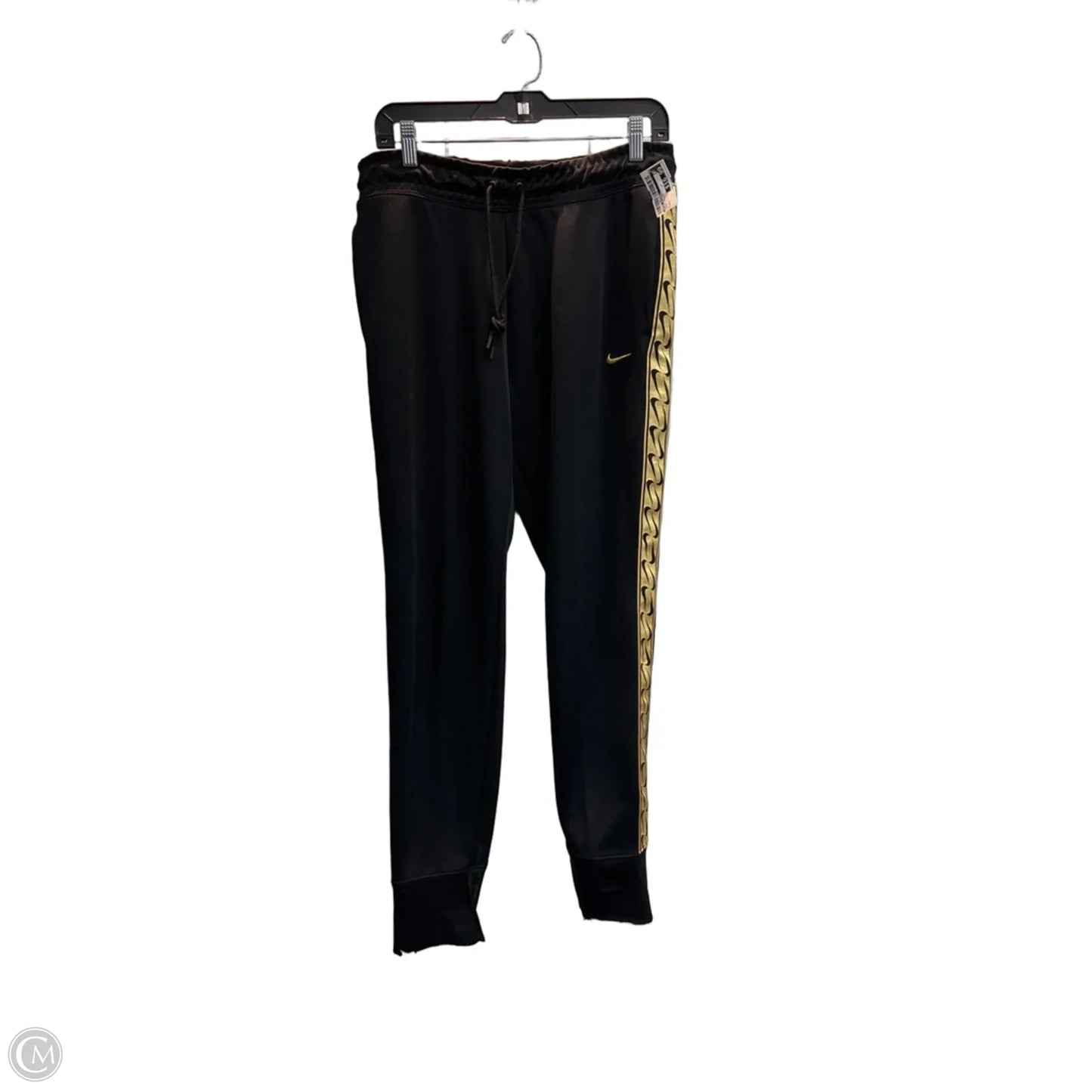 Athletic Pants By Nike Apparel In Black & Gold, Size: L