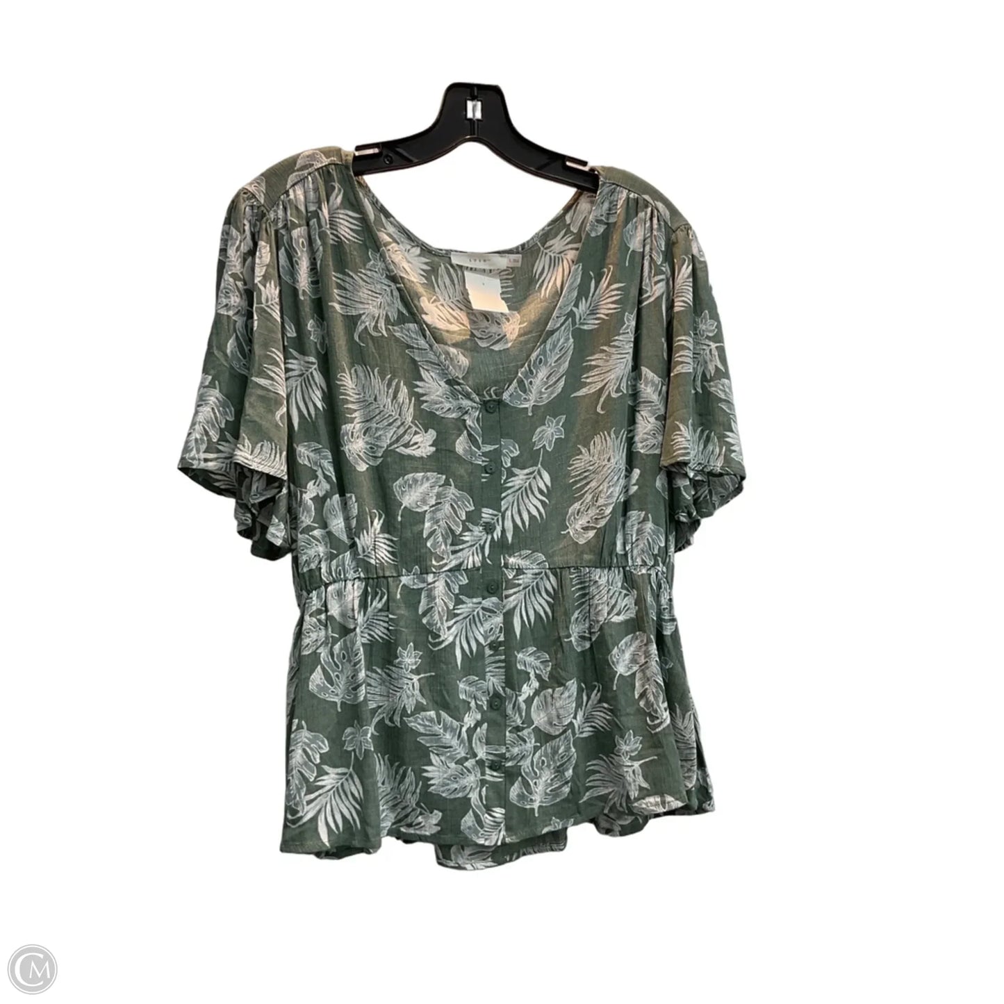 Top Short Sleeve By Lush In Green, Size: L
