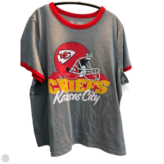 Top Short Sleeve By Nfl In Grey & Red, Size: Xl
