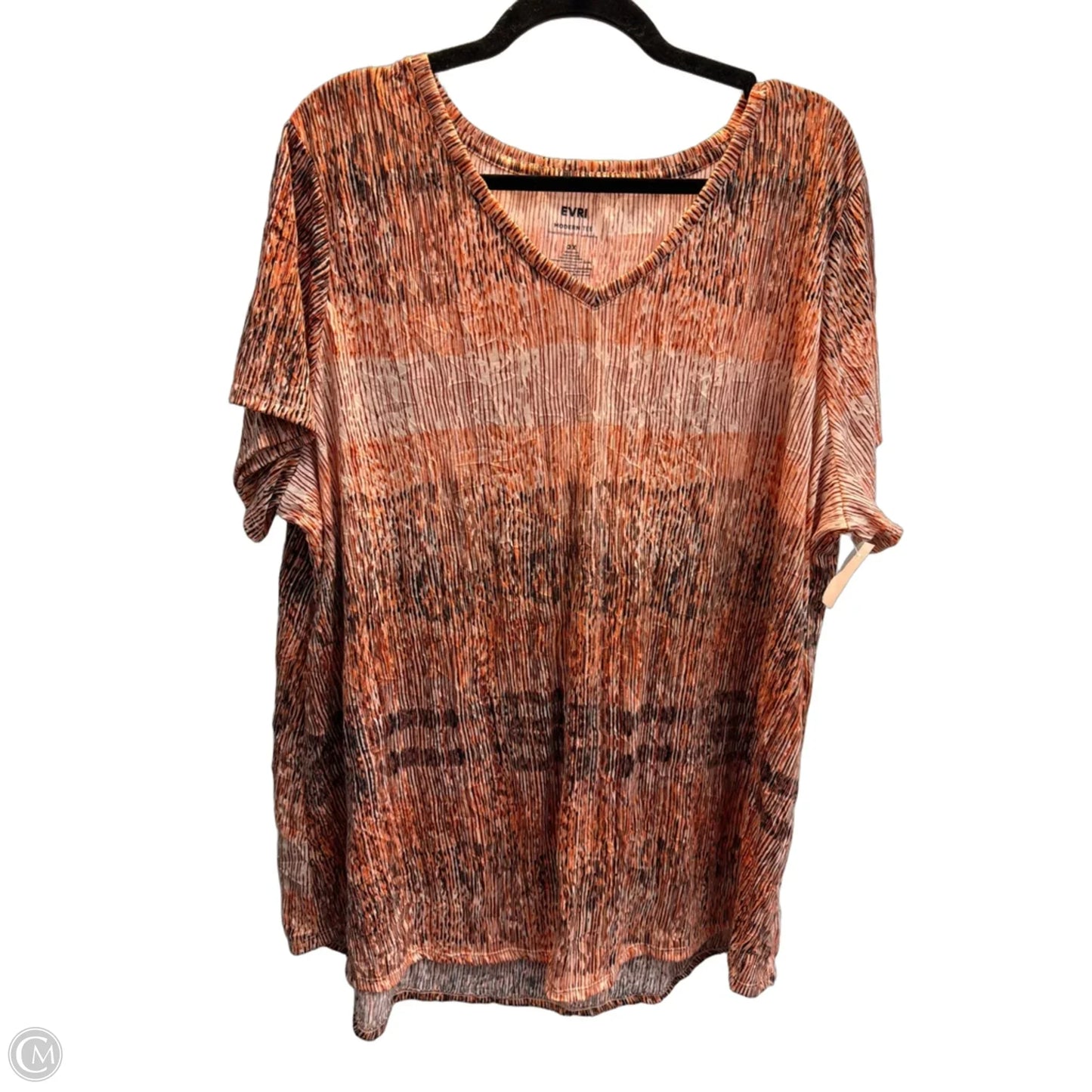 Top Short Sleeve By Evri In Black & Orange, Size: 2x