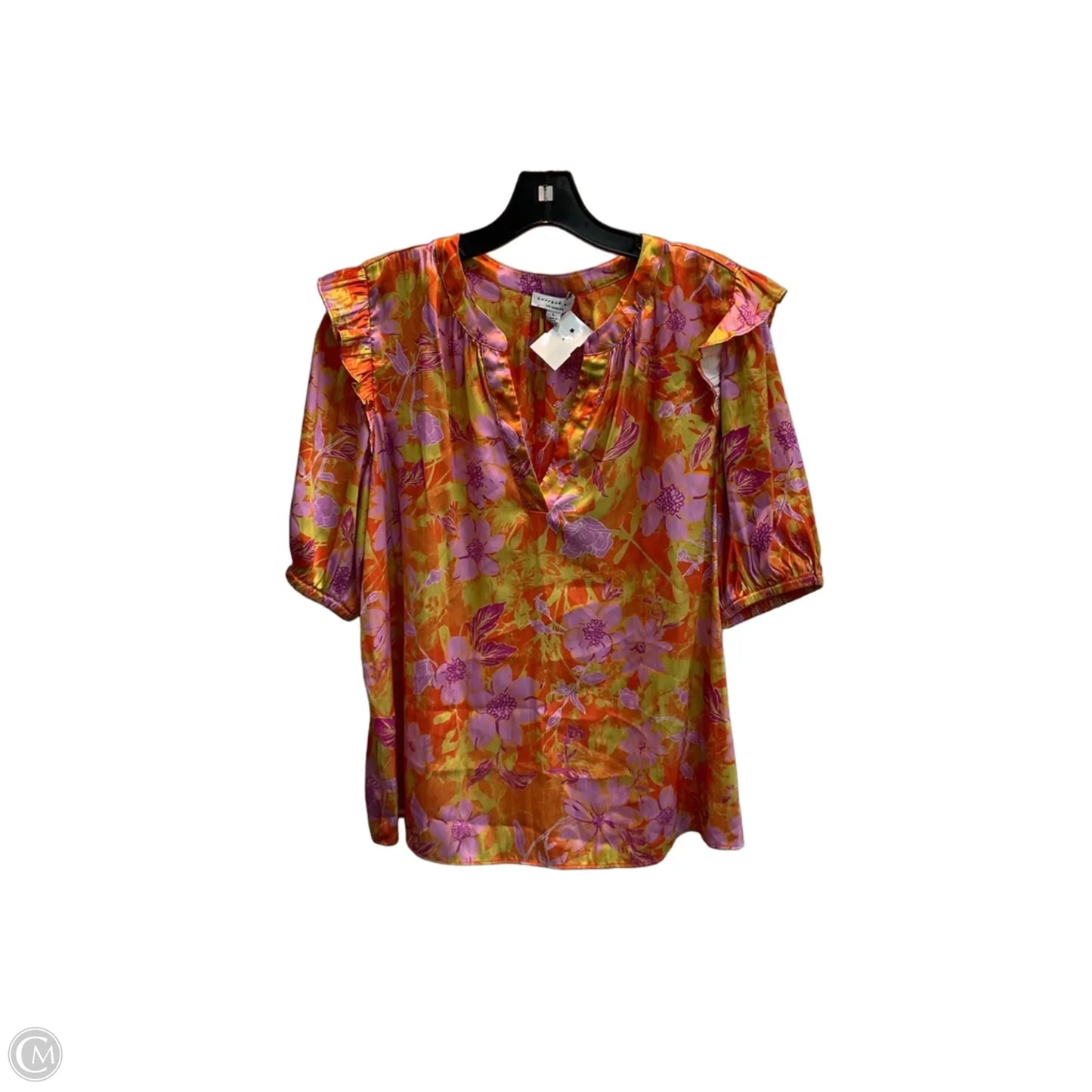 Blouse Short Sleeve By Current Air In Floral Print, Size: L