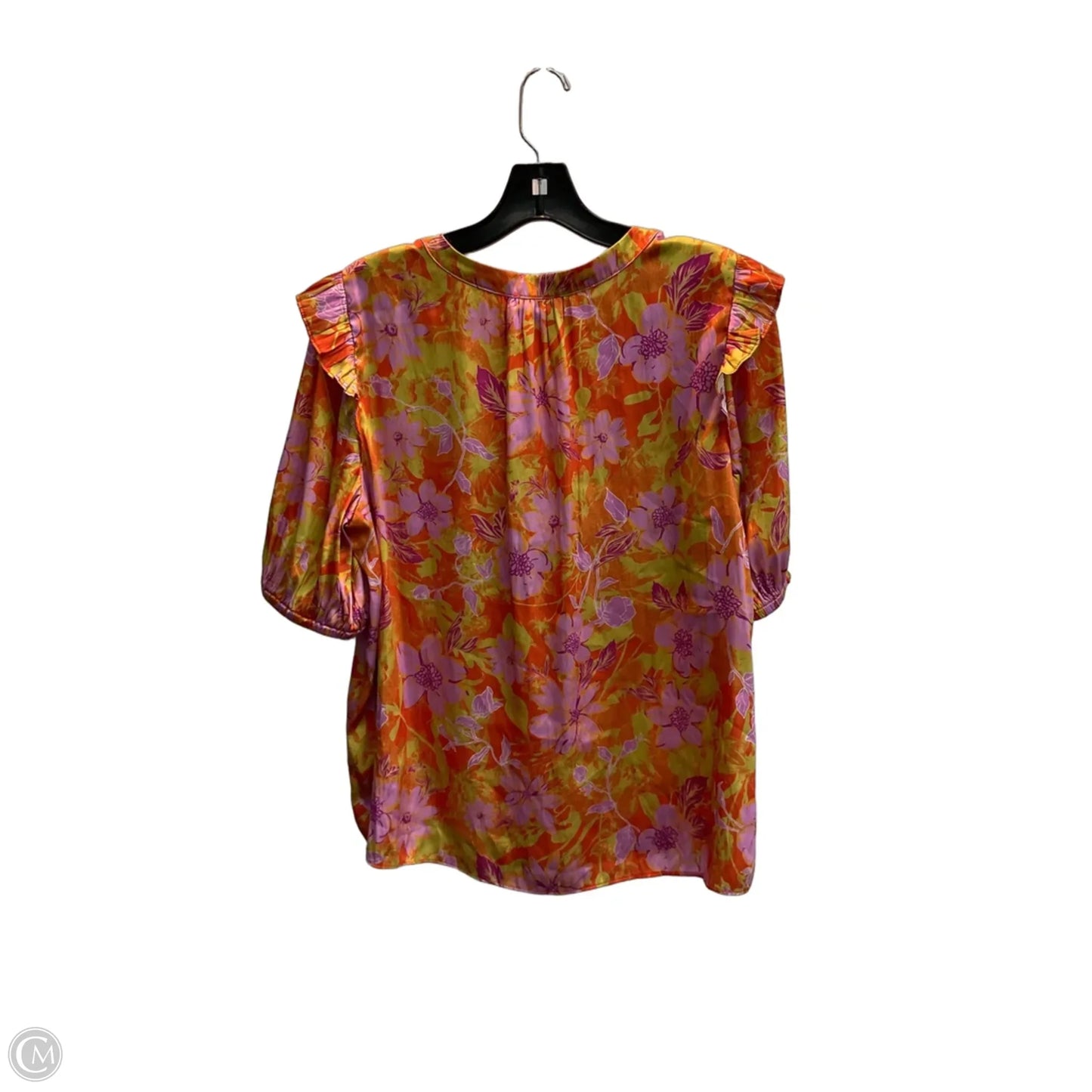 Blouse Short Sleeve By Current Air In Floral Print, Size: L
