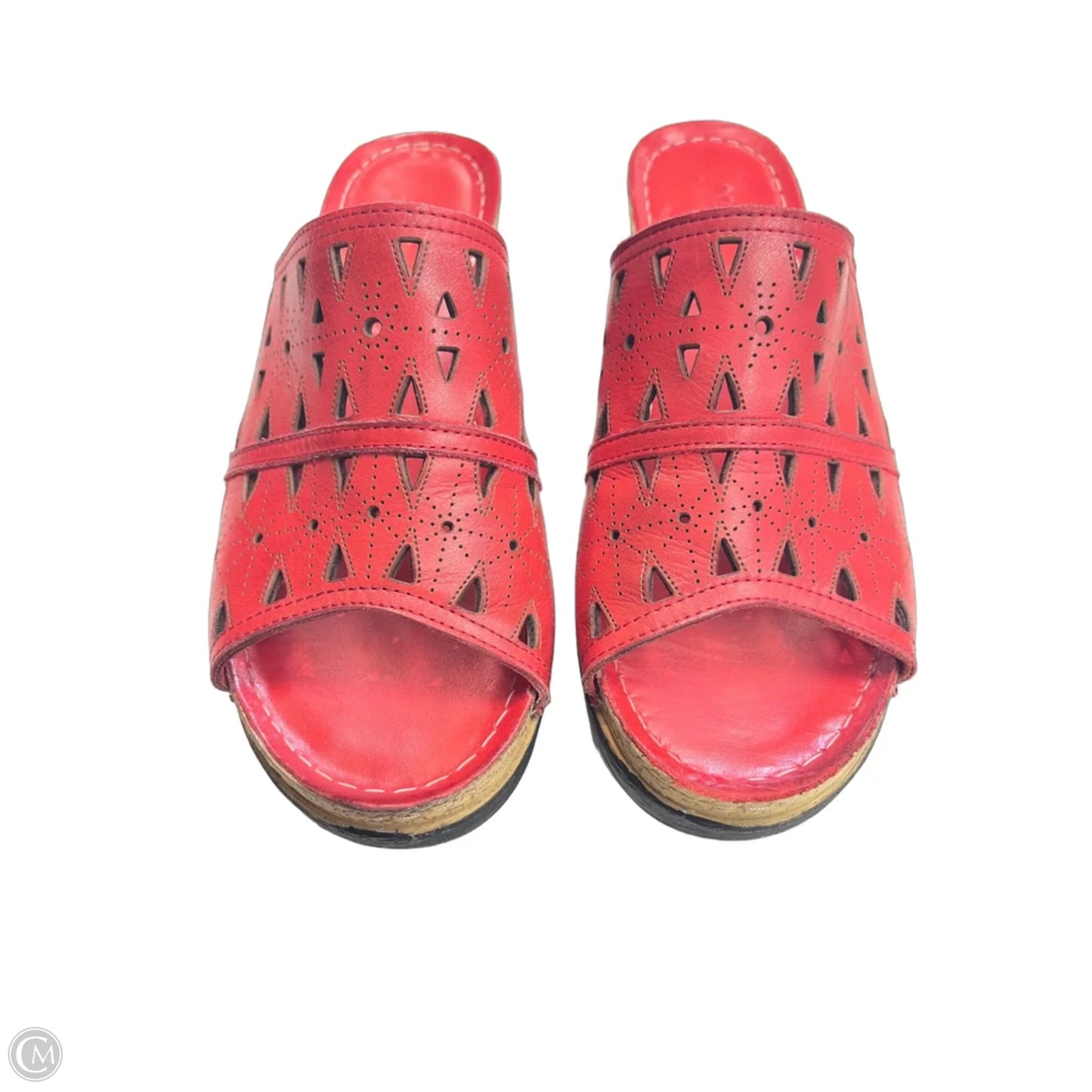Sandals Heels Wedge By Spring Step In Red, Size: 9