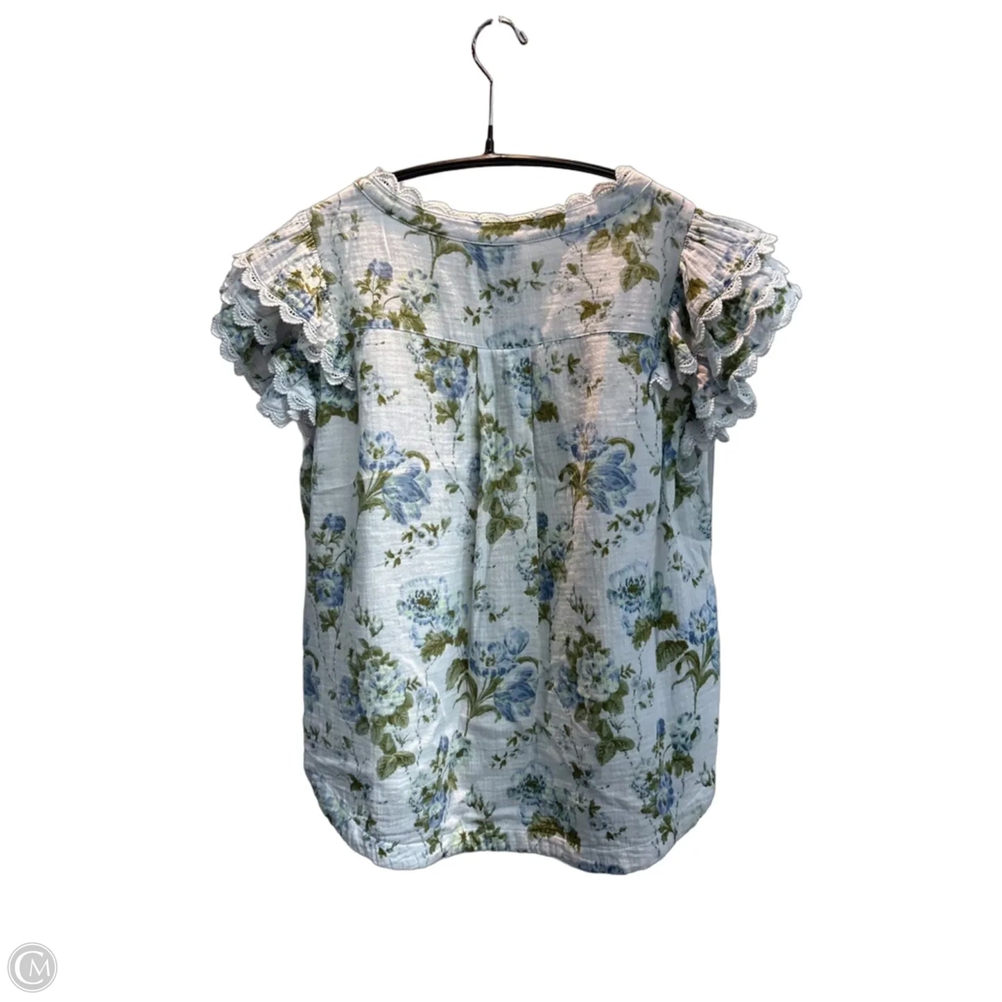 Top Short Sleeve By Laura Ashley In Floral Print, Size: M