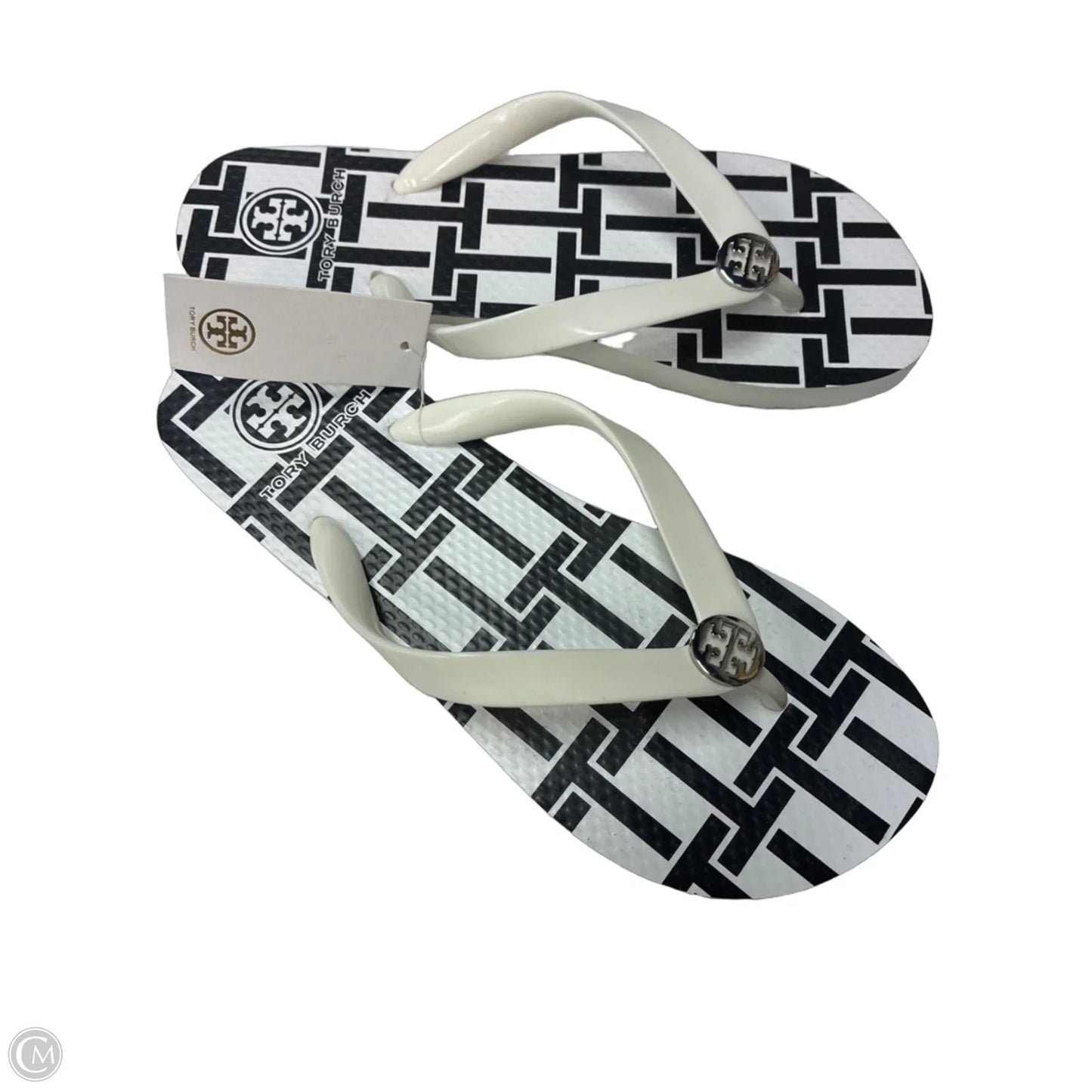 Sandals Designer By Tory Burch In Black & White, Size: 8