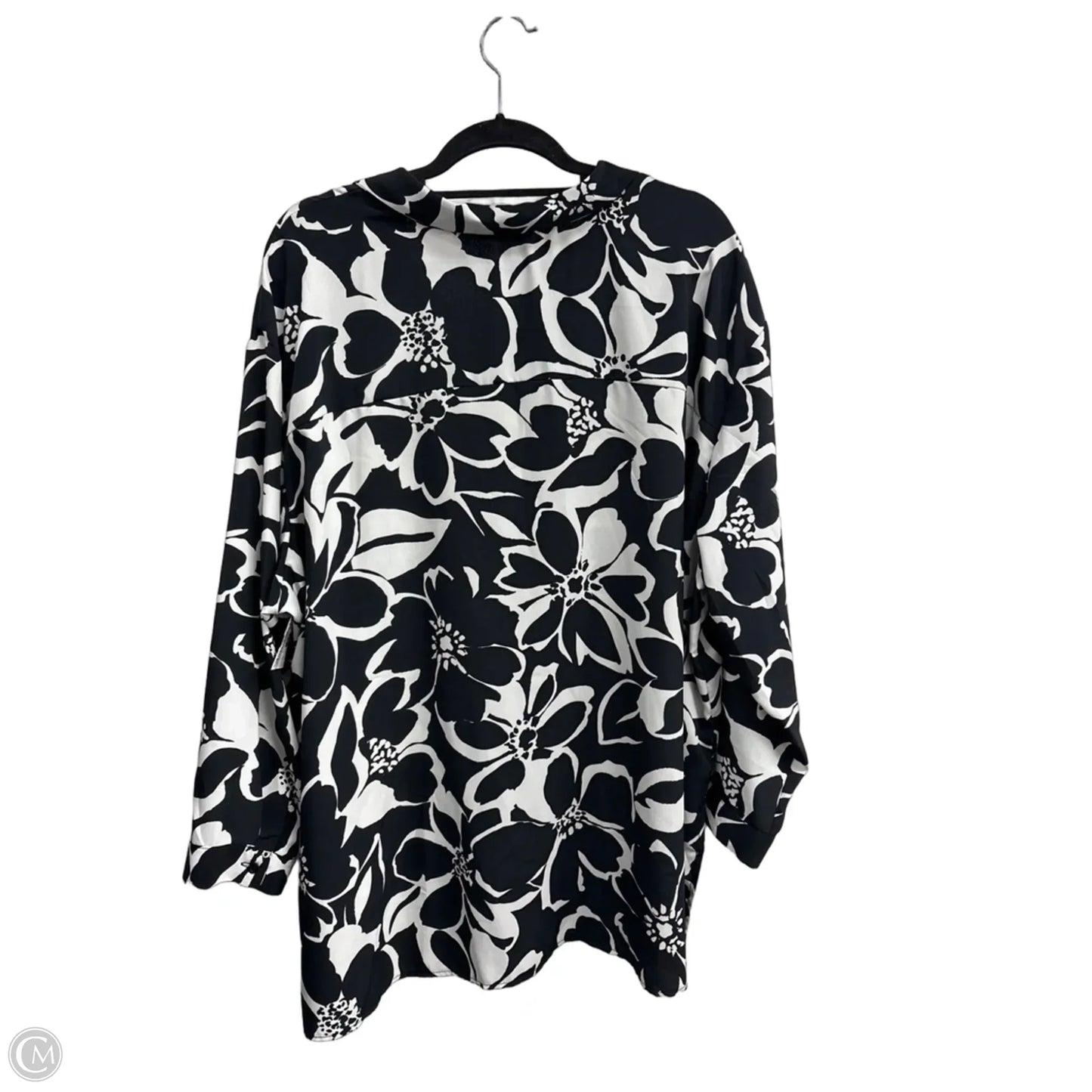 Blouse Long Sleeve By Clothes Mentor In Black & White, Size: 3x
