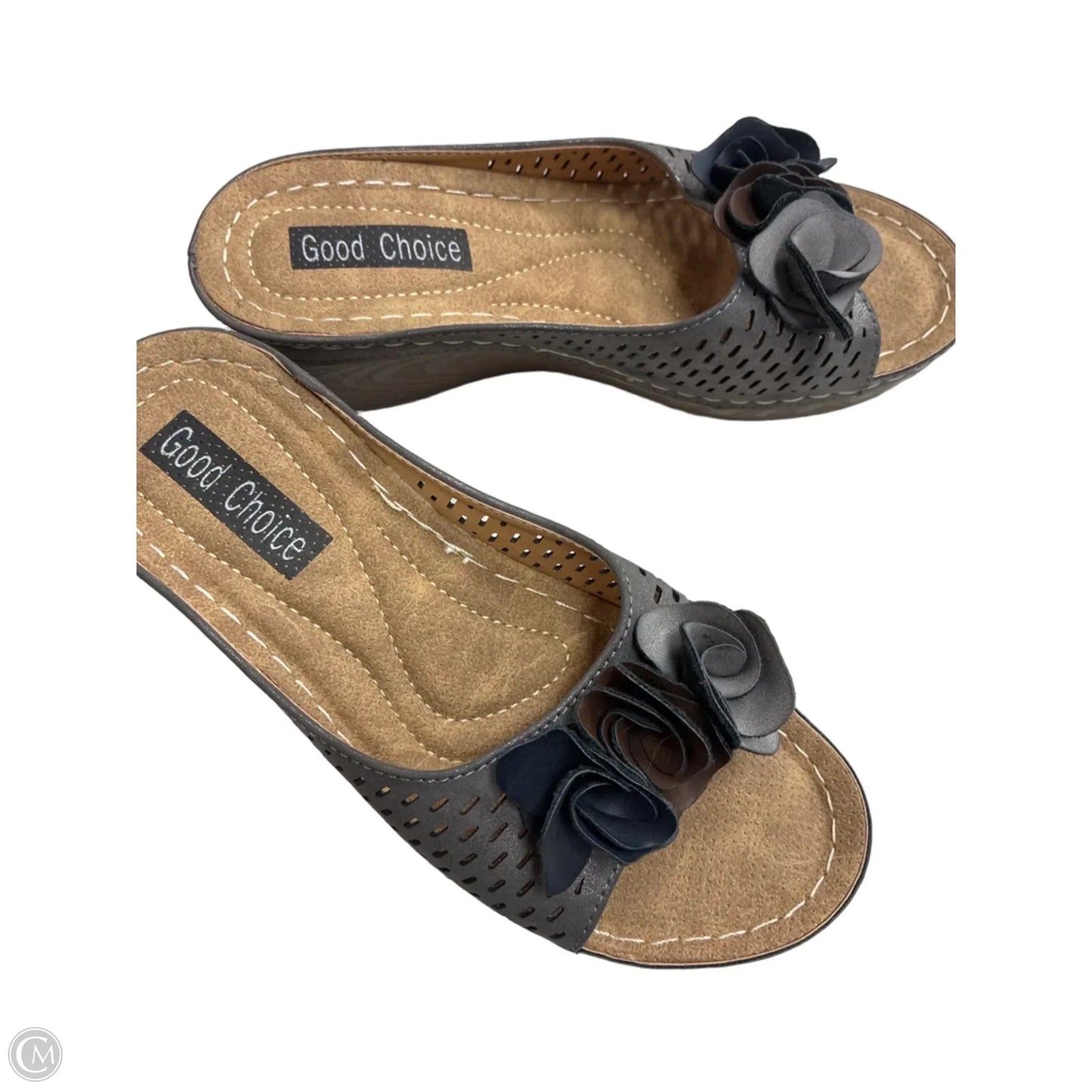 Sandals Heels Wedge By Clothes Mentor In Grey, Size: 7.5