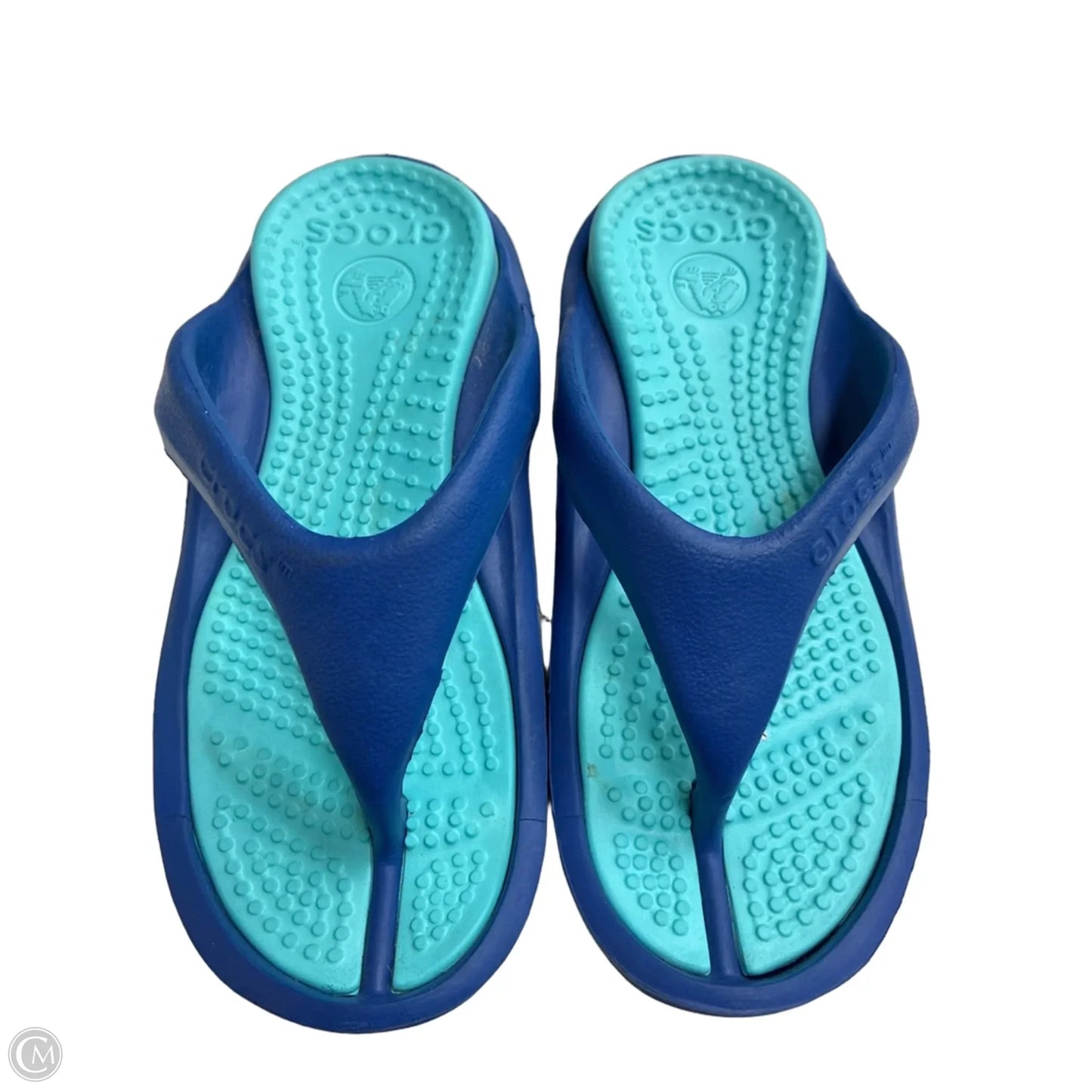 Sandals Flip Flops By Crocs In Blue, Size: 6