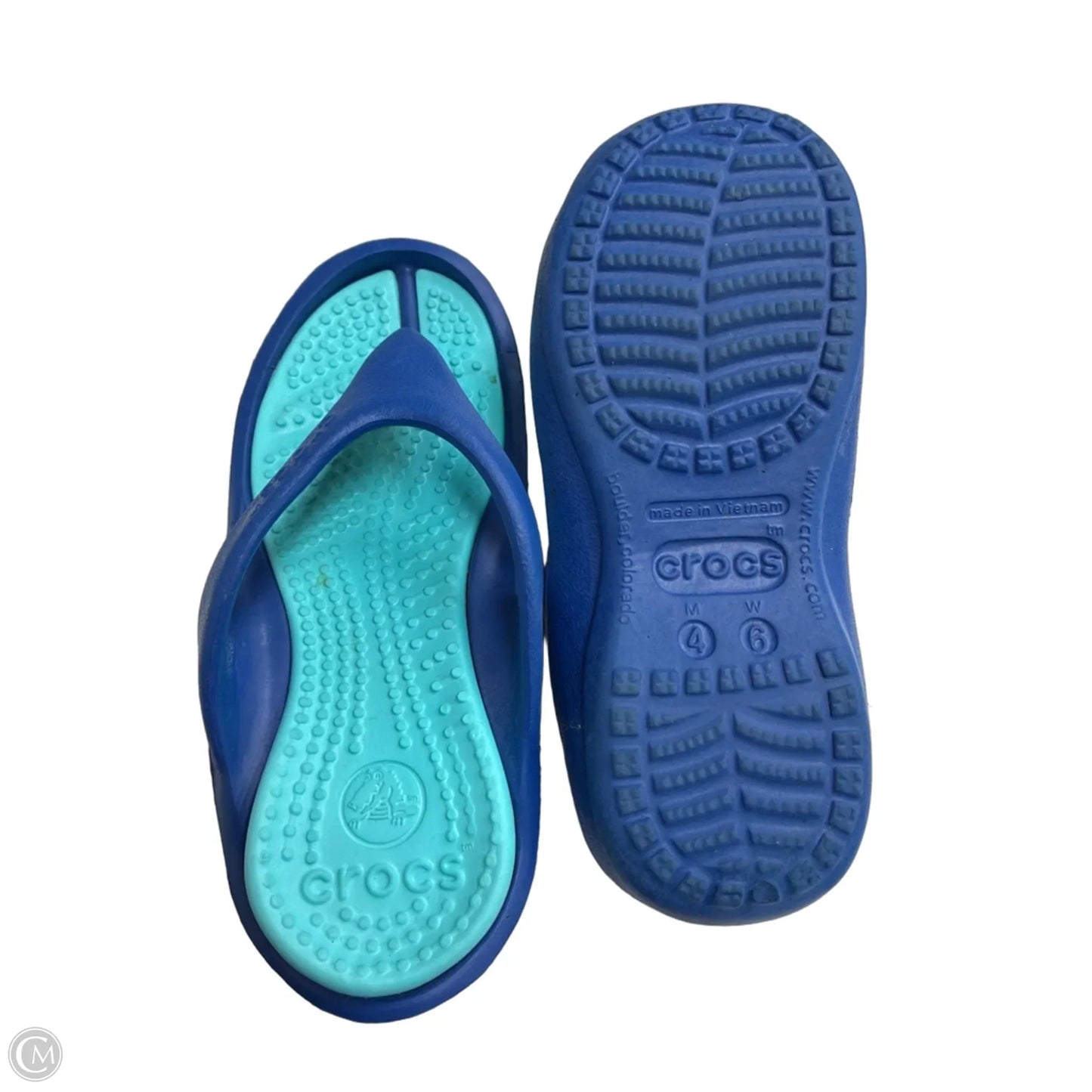 Sandals Flip Flops By Crocs In Blue, Size: 6