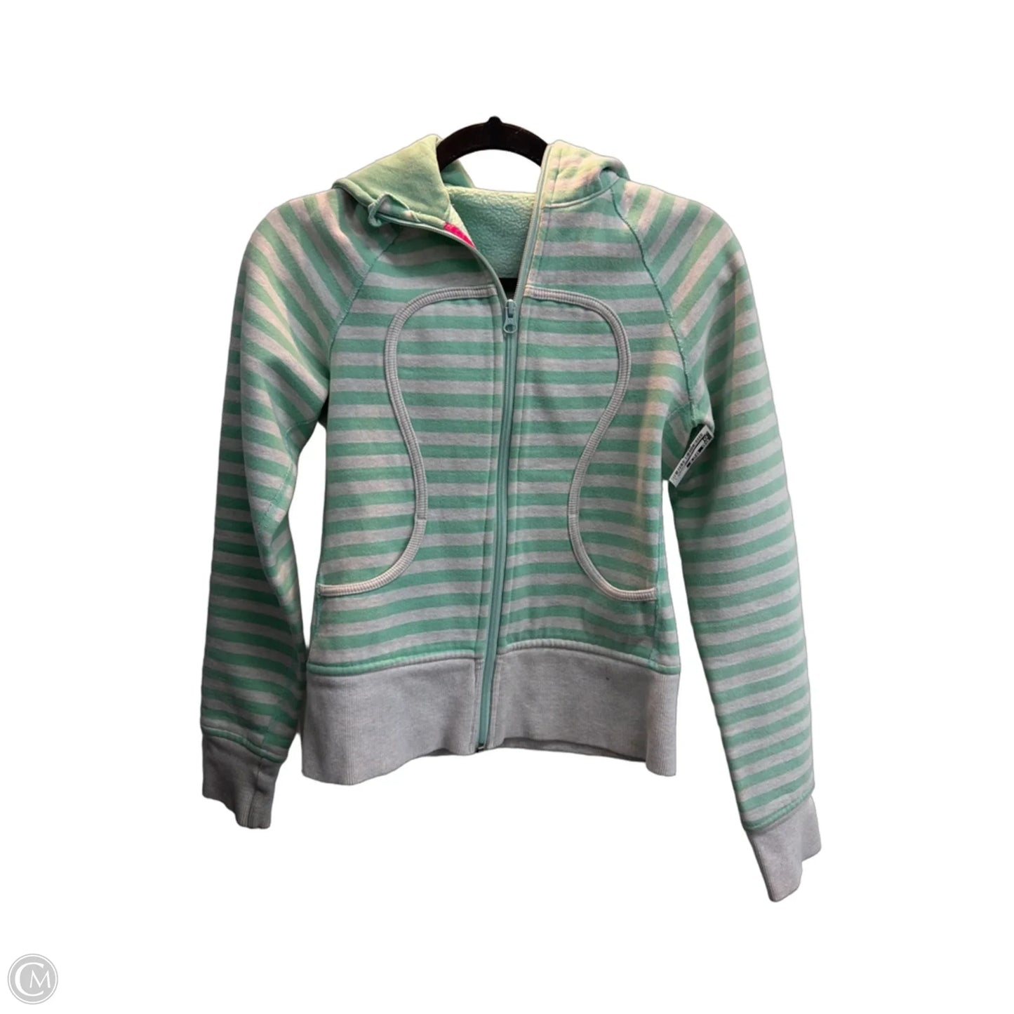 Athletic Jacket By Lululemon In Striped Pattern, Size: S