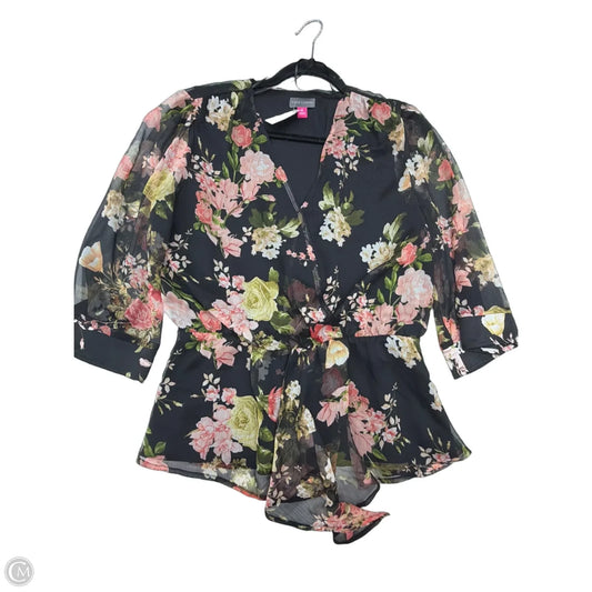 Blouse 3/4 Sleeve By Vince Camuto In Floral Print, Size: Xs
