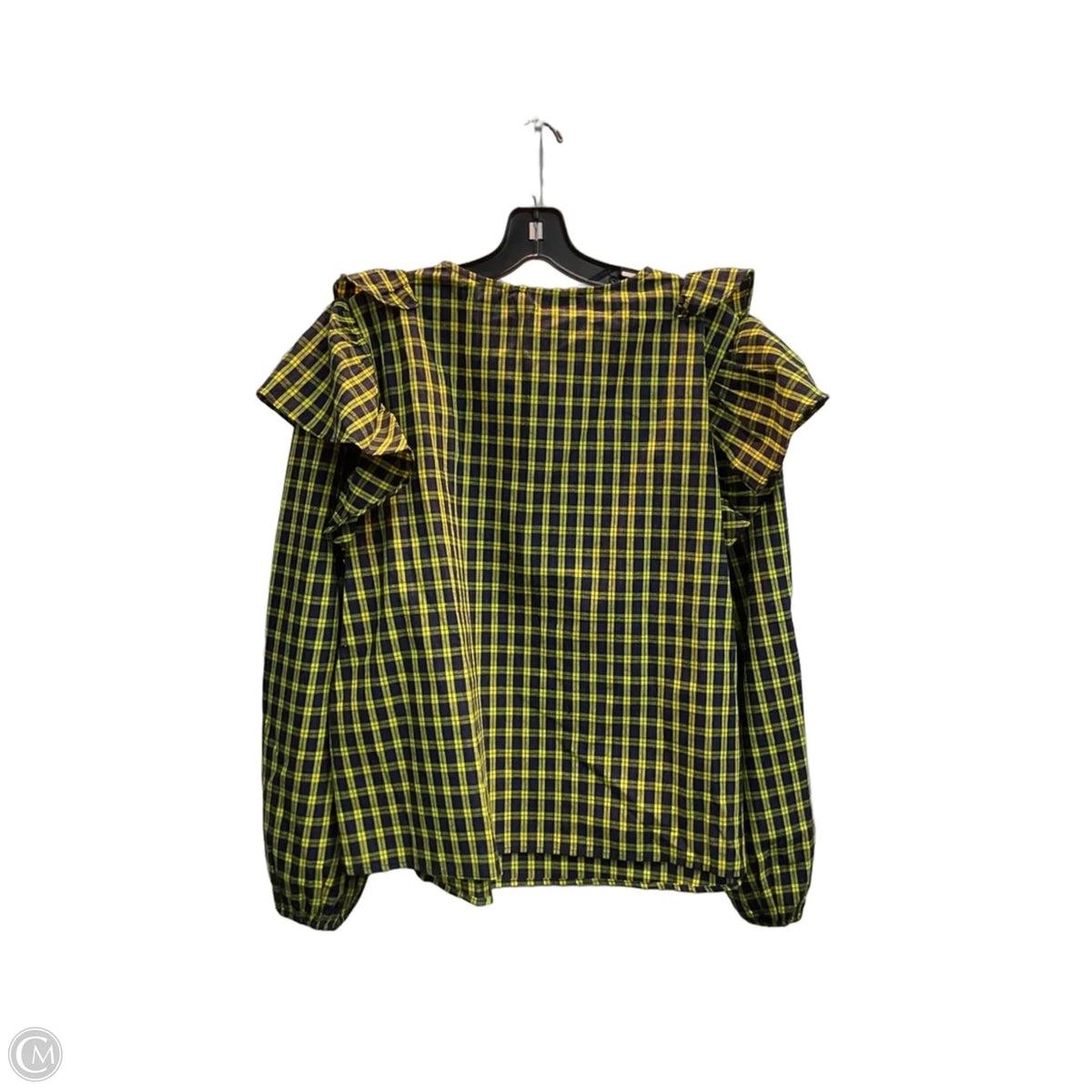 Blouse Long Sleeve By Sugar Lips In Plaid Pattern, Size: L