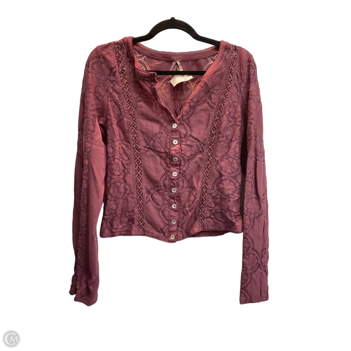 Top Long Sleeve By Free People In Maroon, Size: M