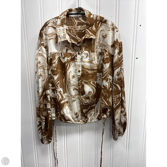 Blouse Long Sleeve By Blu Pepper In Brown, Size: L
