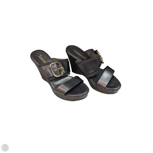 Sandals Heels Wedge By Toscanella In Black, Size: 7.5