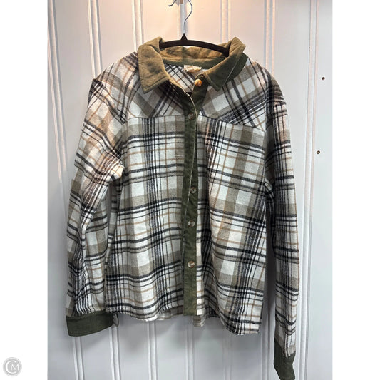 Jacket Shirt By Hem & Thread In Plaid Pattern, Size: M