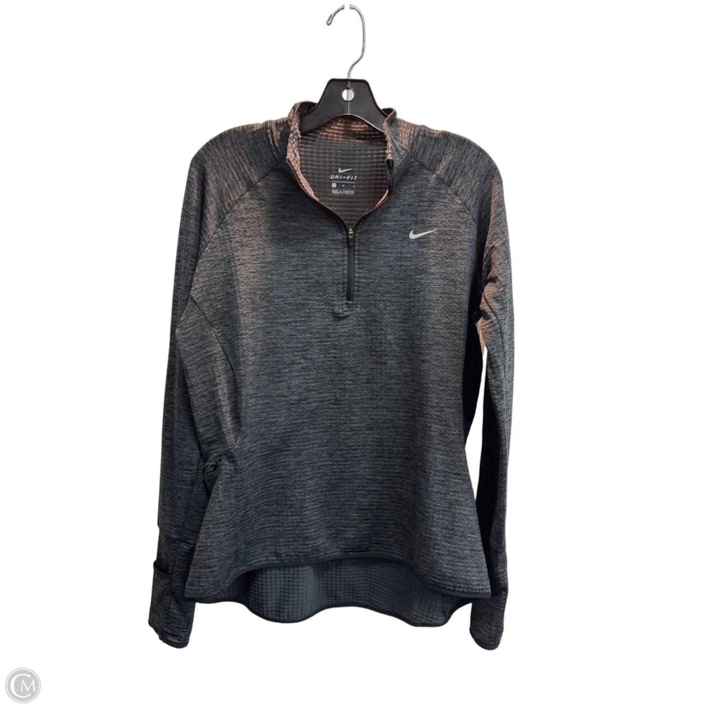 Athletic Top Long Sleeve Collar By Nike Apparel In Black, Size: L