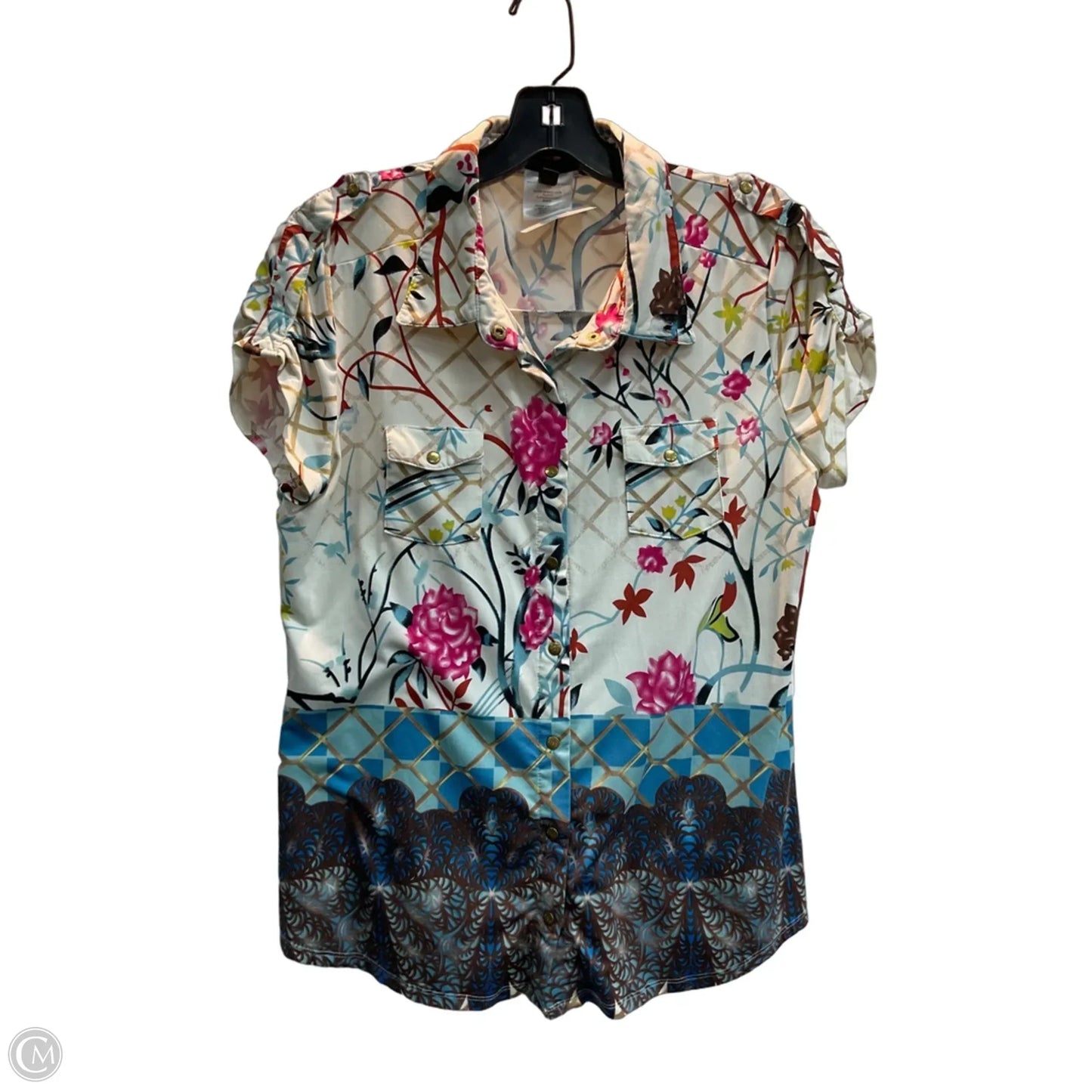 Top Short Sleeve By Bcbgmaxazria In Floral Print, Size: M