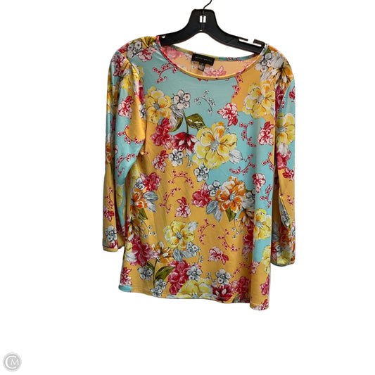 Top Long Sleeve By Investments In Floral Print, Size: S