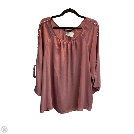Blouse Long Sleeve By Zac And Rachel In Pink, Size: 2x