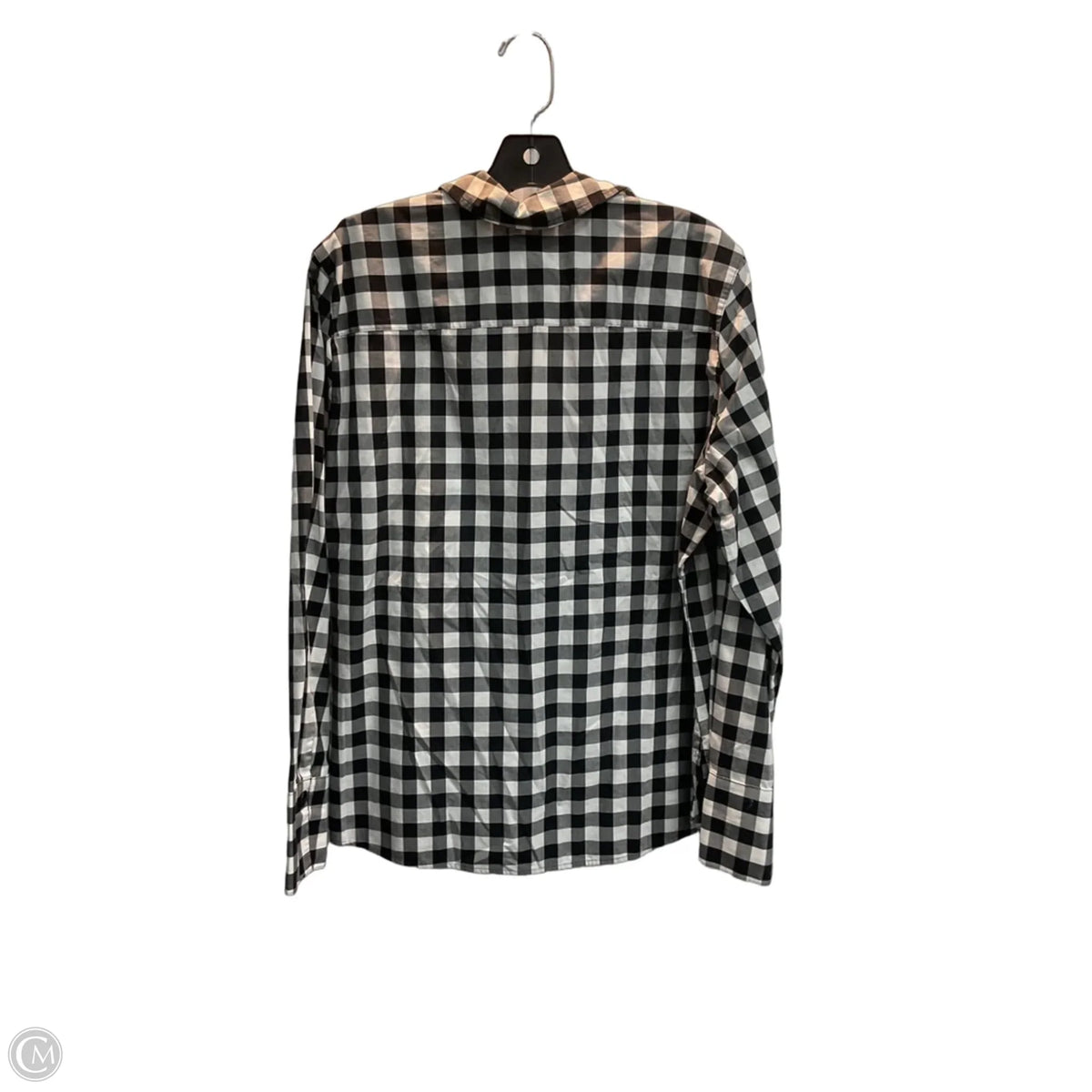 Top Long Sleeve By Foxcroft In Checkered Pattern, Size: 1x
